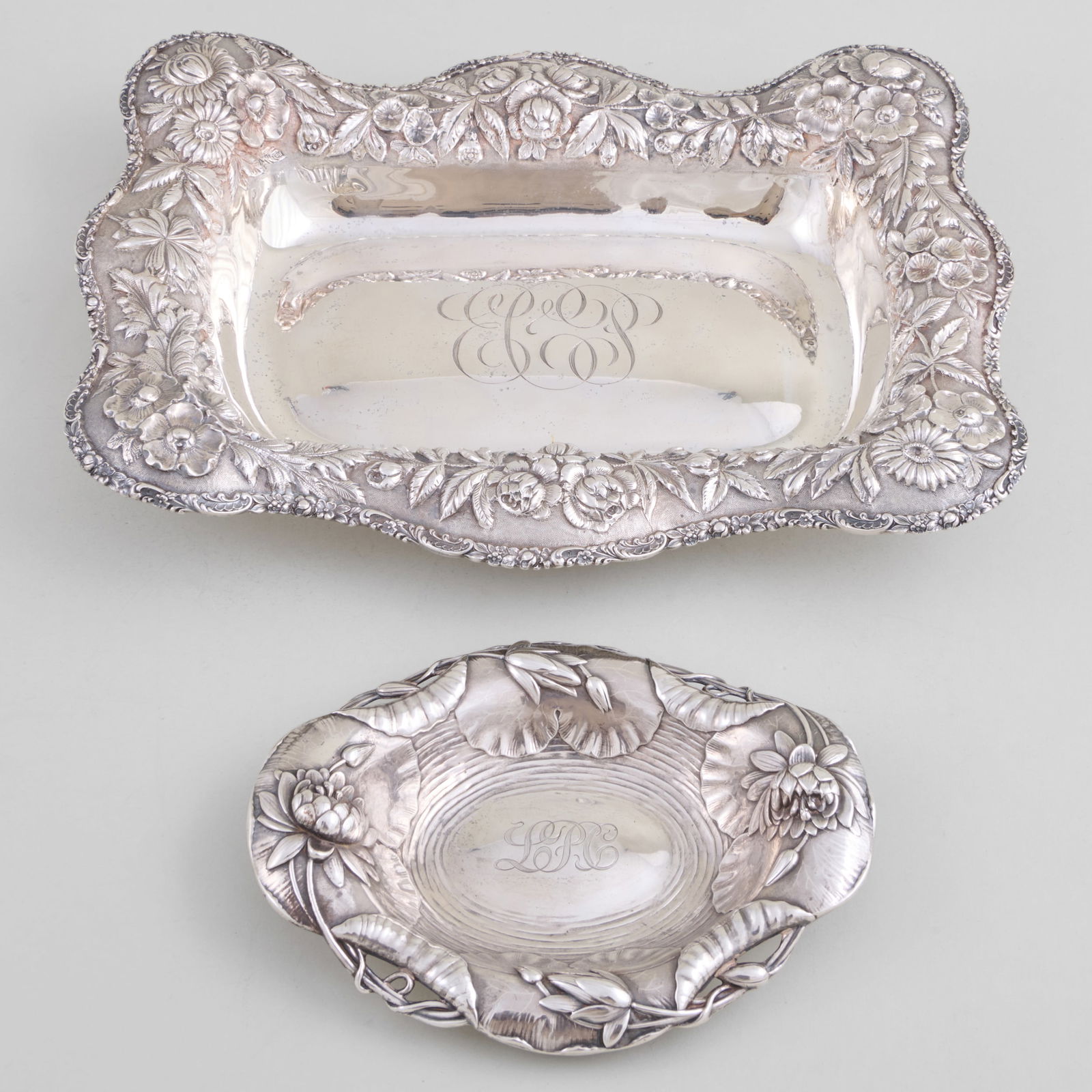 Theodore B. Starr Silver Water Lily Dish and a Flower Repousse Dish (1 of 13)