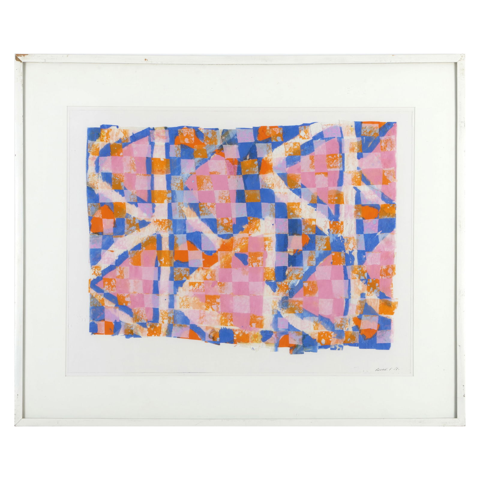 Francois Rouan (b. 1943): Collage #11 Triangles: Franc;ois Rouan (b. 1943): Collage #11 Triangles Watercolor with collage on paper, 1966, signed 'Rovan F' and dated lower right, with label from Martha Jackson Gallery, NY and Anderson Gallery, Buffal