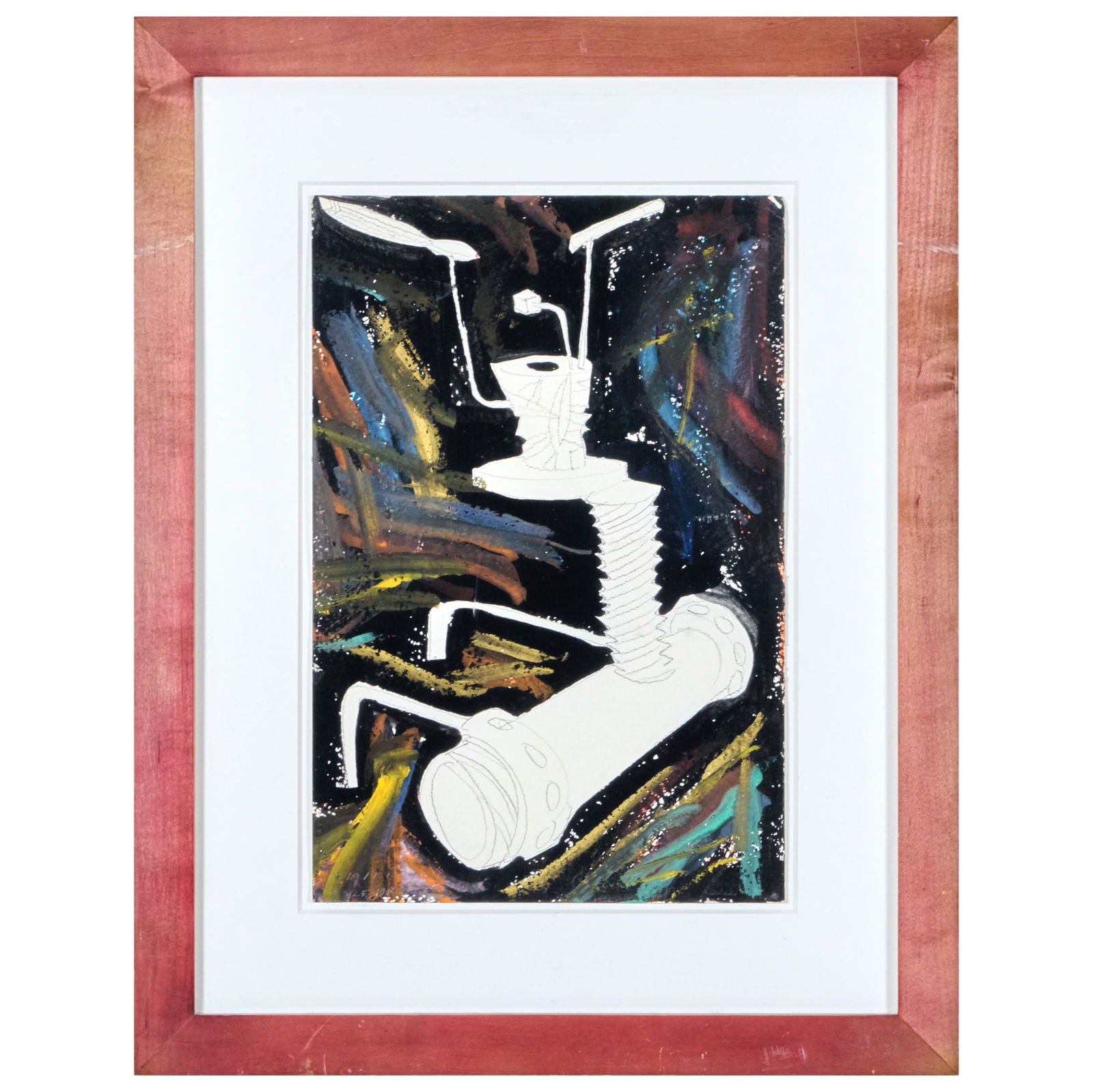 Peter Shire (b. 1947): The Decaf Drinker: Peter Shire (b. 1947): The Decaf Drinker Gouache and pencil on paper, 1985, signed 'Shire' and dated lower left, with label from Saxon Lee Gallery, Los Angeles. 17 3/4 x 11 7/8 in. (sheet), 26 7/8 x 2