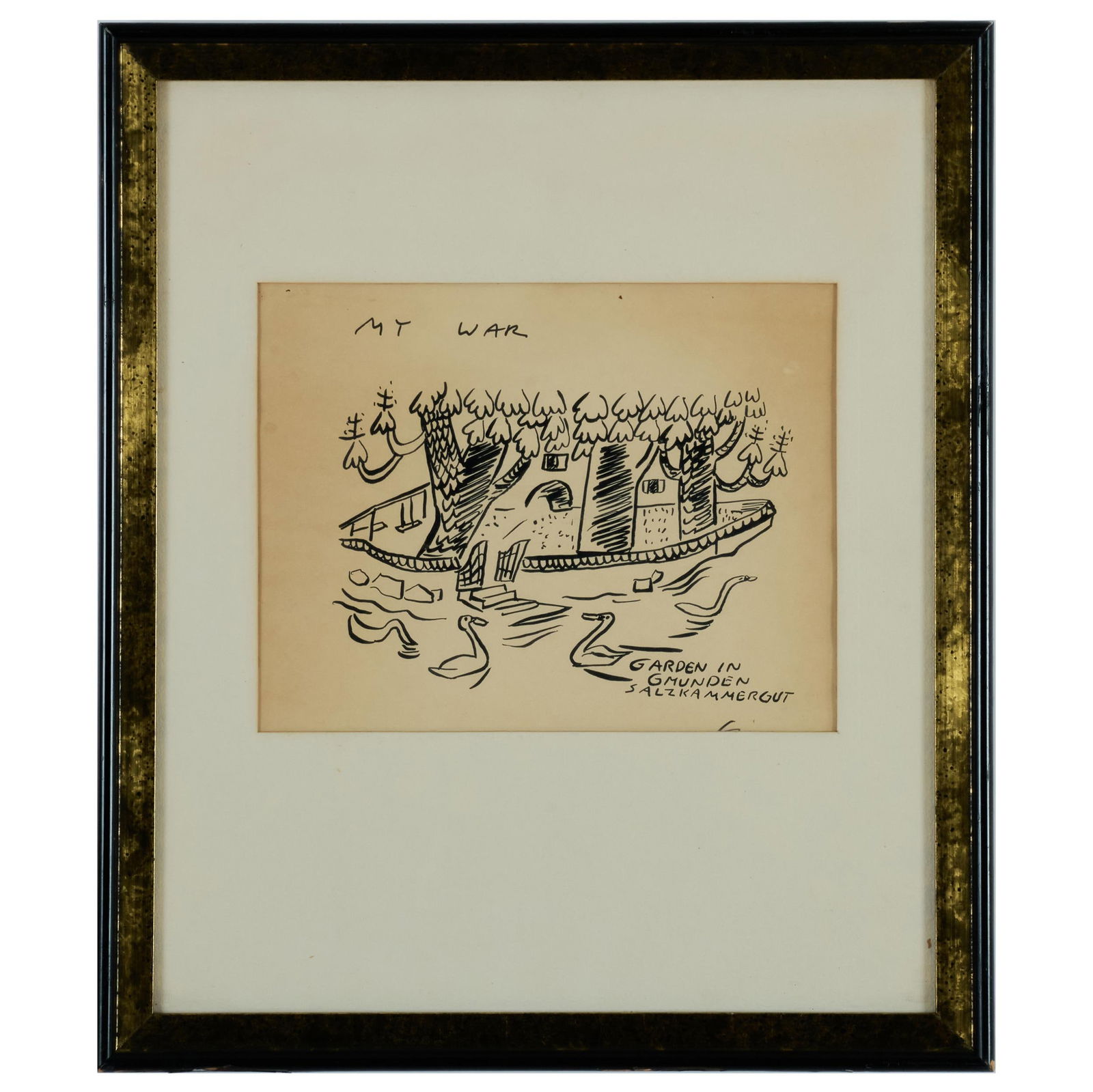 Ludwig Bemelmans (1898-1962): My War: Two Works: Ludwig Bemelmans (1898-1962): My War: Two Works Including: Garden in Gmunden Salzkammergut; and Fort Ontario, The Kitchen of the Isolation Hospital, two ink on paper, both signed 'Bemelmans' lower rig