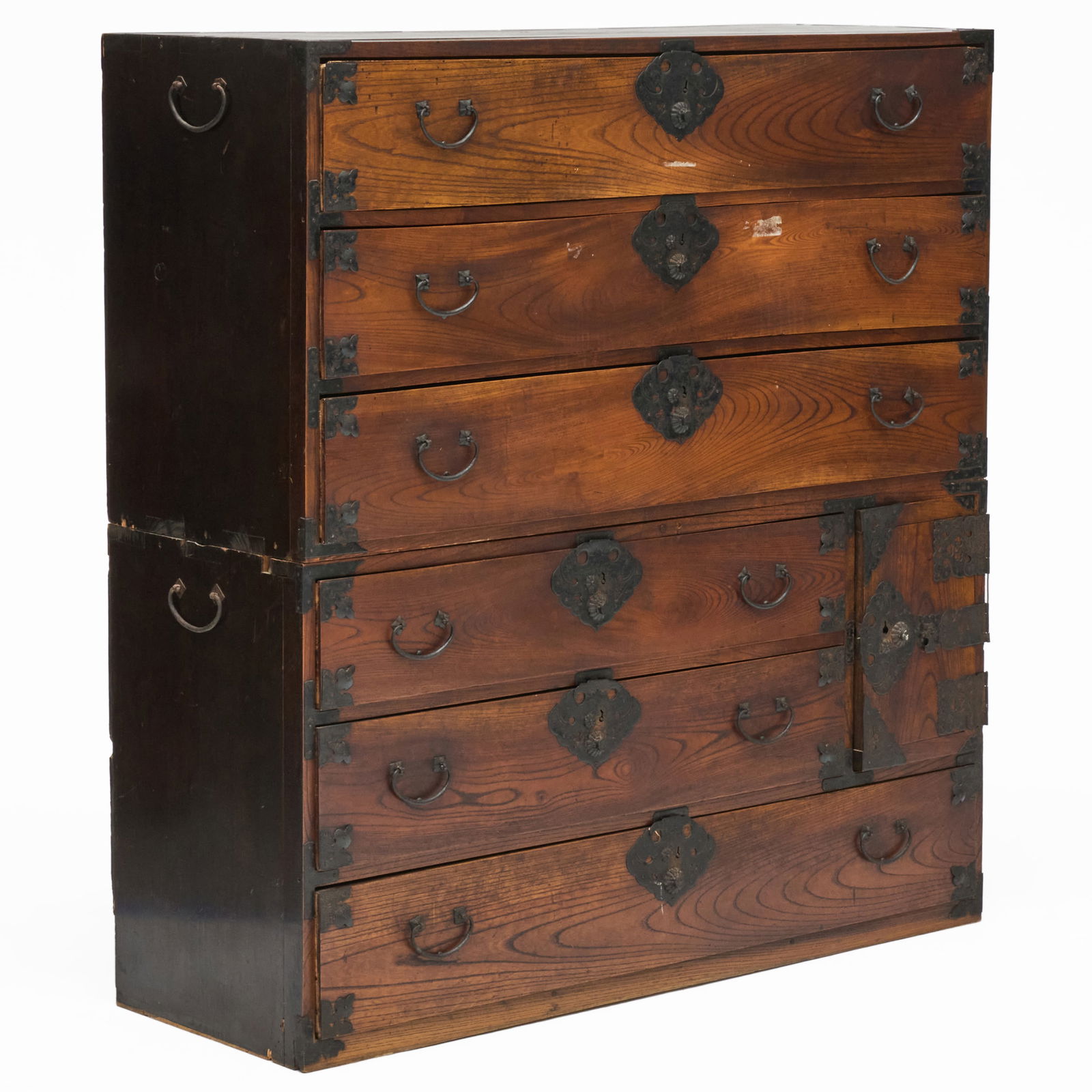 Large Japanese Metal-Mounted Elm Tanzu: Large Japanese Metal-Mounted Elm Tanzu 4 ft. 1 1/2 x 47 1/2 x 17 in. The Collection of Joel Shapiro.