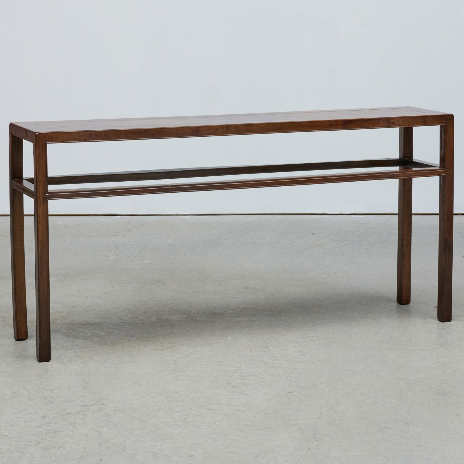 Chinese Hardwood Console Table: Chinese Hardwood Console Table 31 x 5 ft. 3 1/4 x 14 in. The Collection of Joel Shapiro.