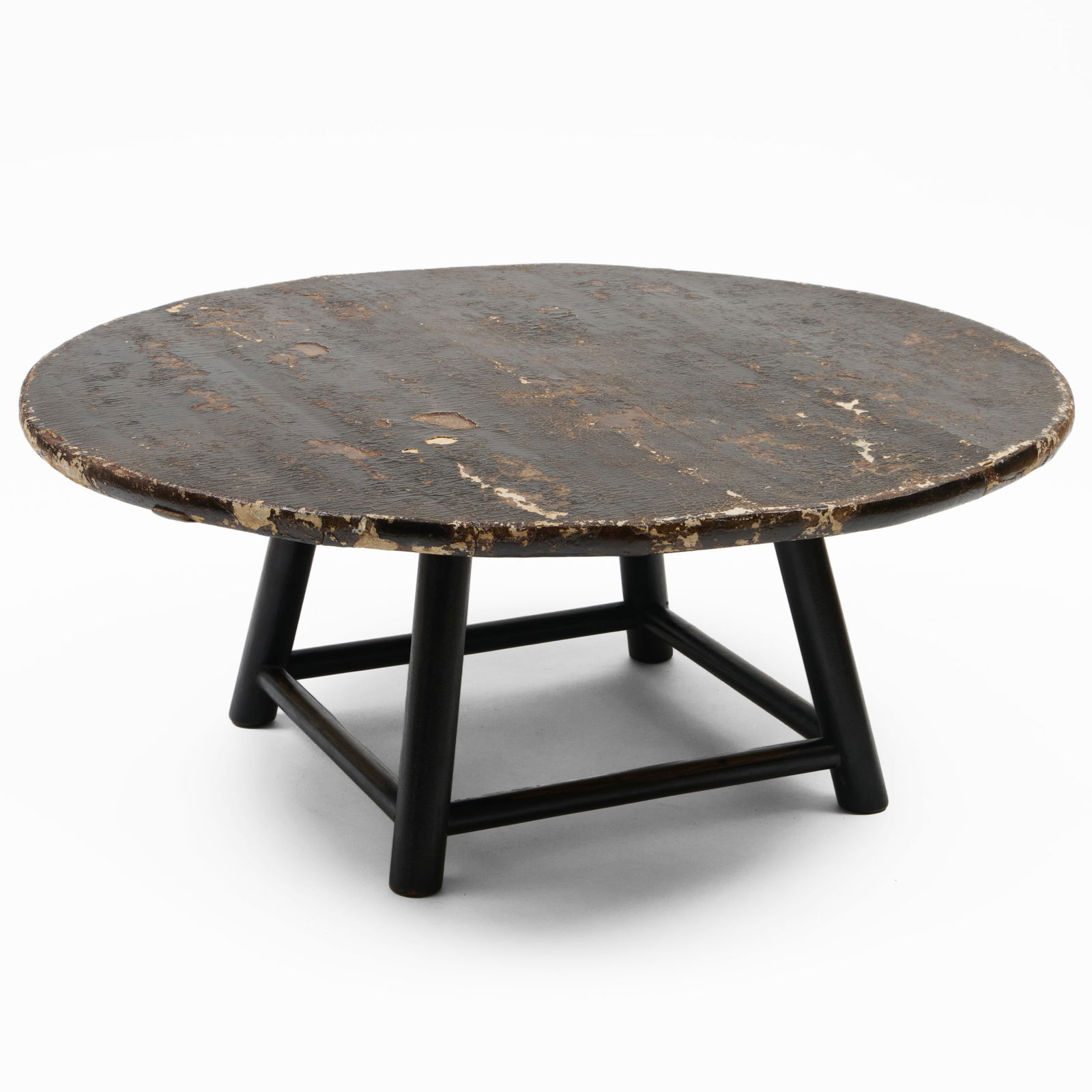 Rustic Painted Low Table: Rustic Painted Low Table 17 1/2 x 44 1/4 in. diam. The Collection of Joel Shapiro.