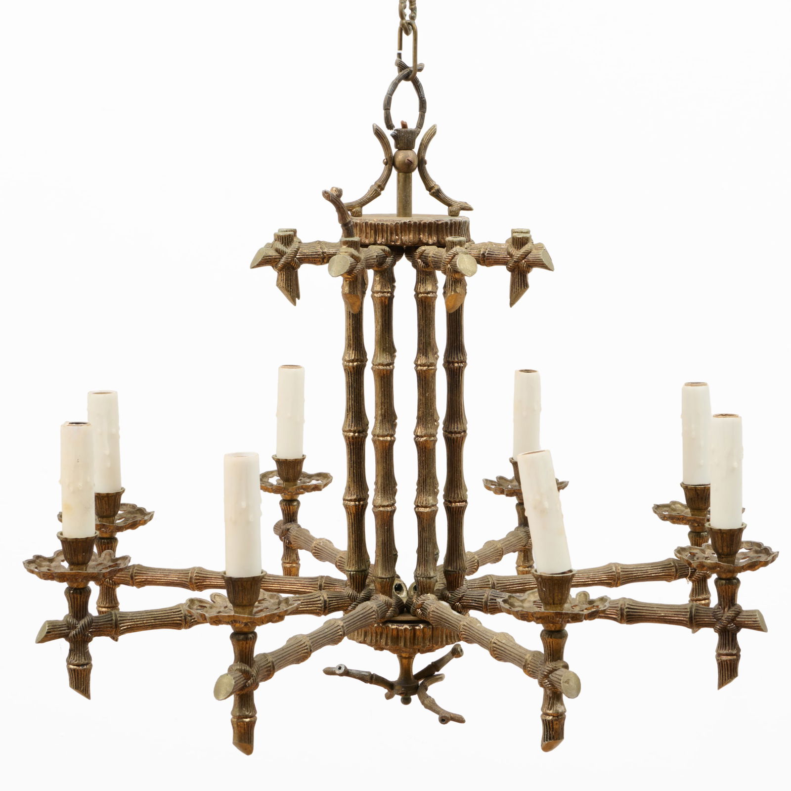 Bronze Faux Bamboo Chandelier : Bronze Faux Bamboo Chandelier 27 x 26 in. diam.