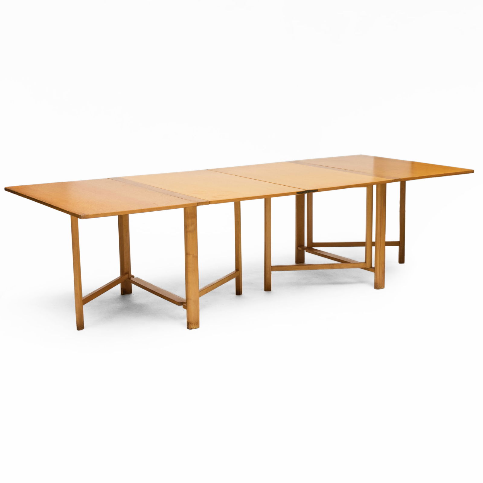 Bruno Mathsson "Maria" Stained Oak Expandable Dining Table: Bruno Mathsson "Maria" Stained Oak Expandable Dining Table 28 1/2 x 43 x 9 ft. 1 3/4 in. fully extended. 28 1/2 x 43 x 4 ft. 10 in. with end leaves collapsed.
