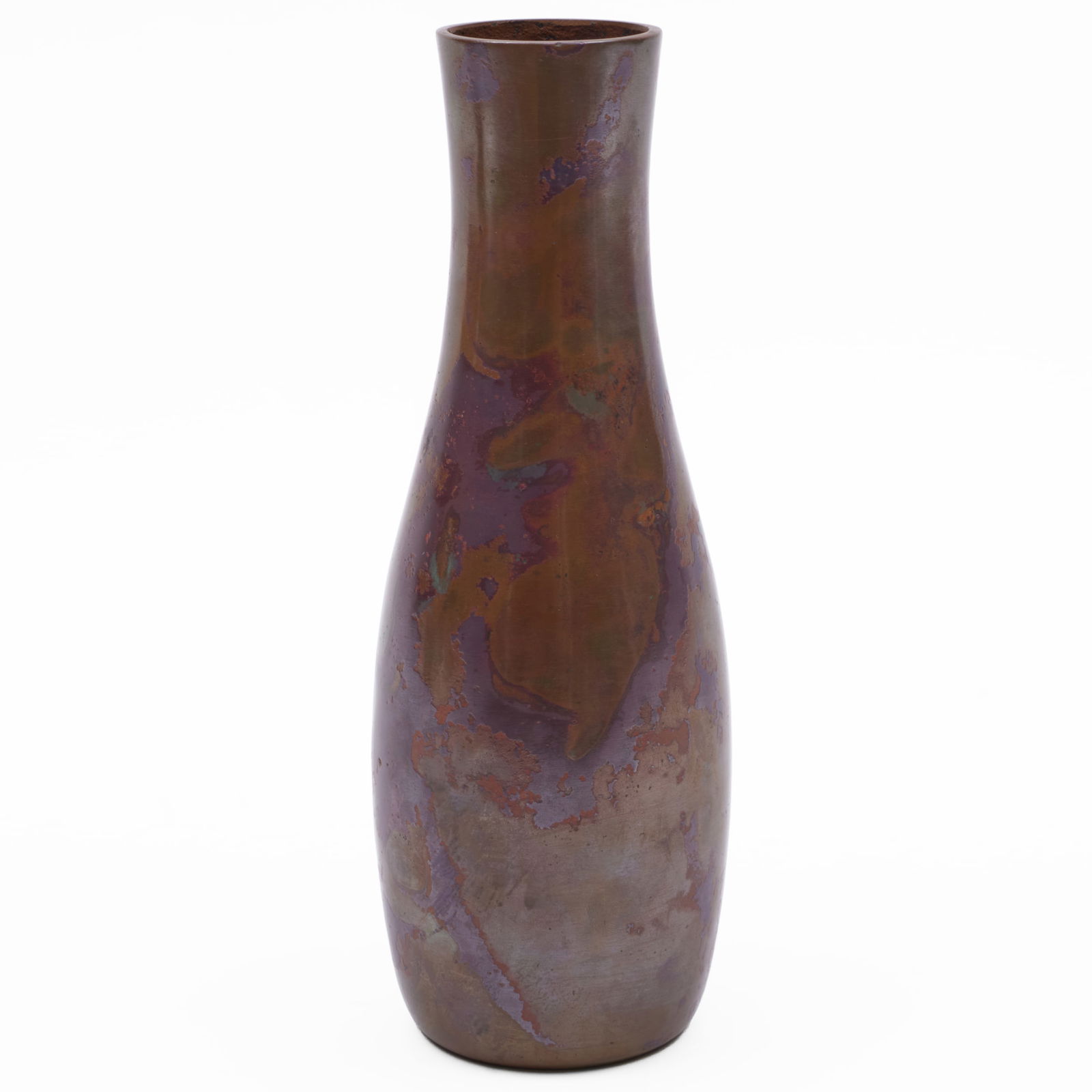Japanese Bronze Vase with Mottled Patina: Japanese Bronze Vase with Mottled Patina Stamped seal mark. 9 3/4 x 3 1/4 in. diam. Sutter Antiques, Hudson, NY.