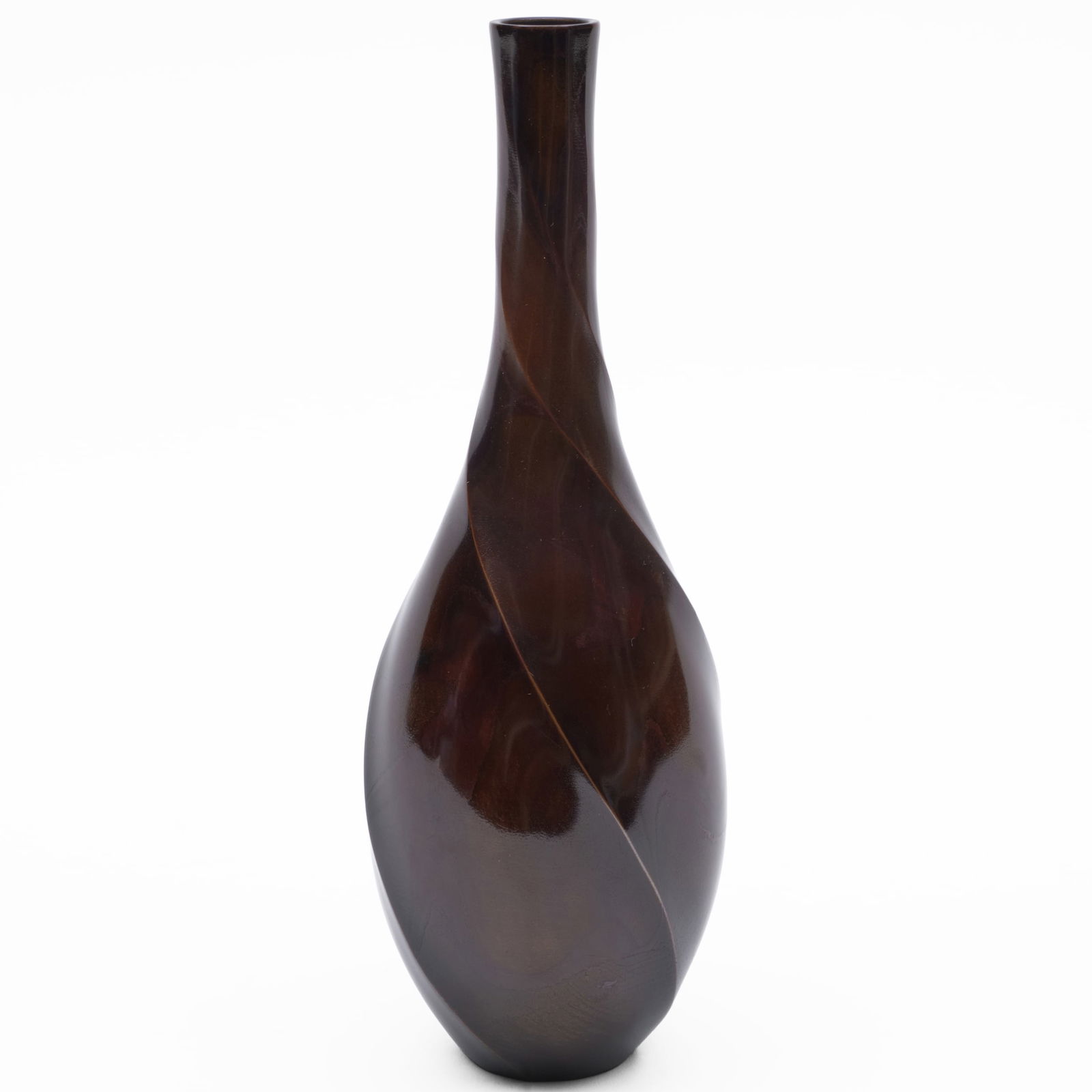 Japanese Bronze Vase with Twisted Facets: Japanese Bronze Vase with Twisted Facets Incised character mark. 10 1/2 x 3 1/4 in. diam. Sutter Antiques, Hudson, NY.