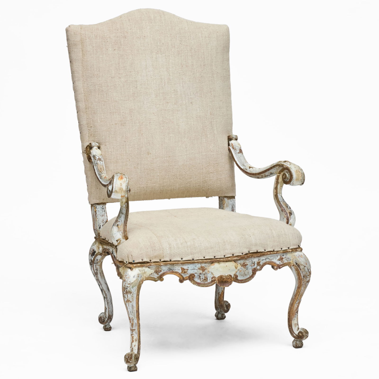 Italian Rococo Painted Tall Back Armchair (1 of 7)