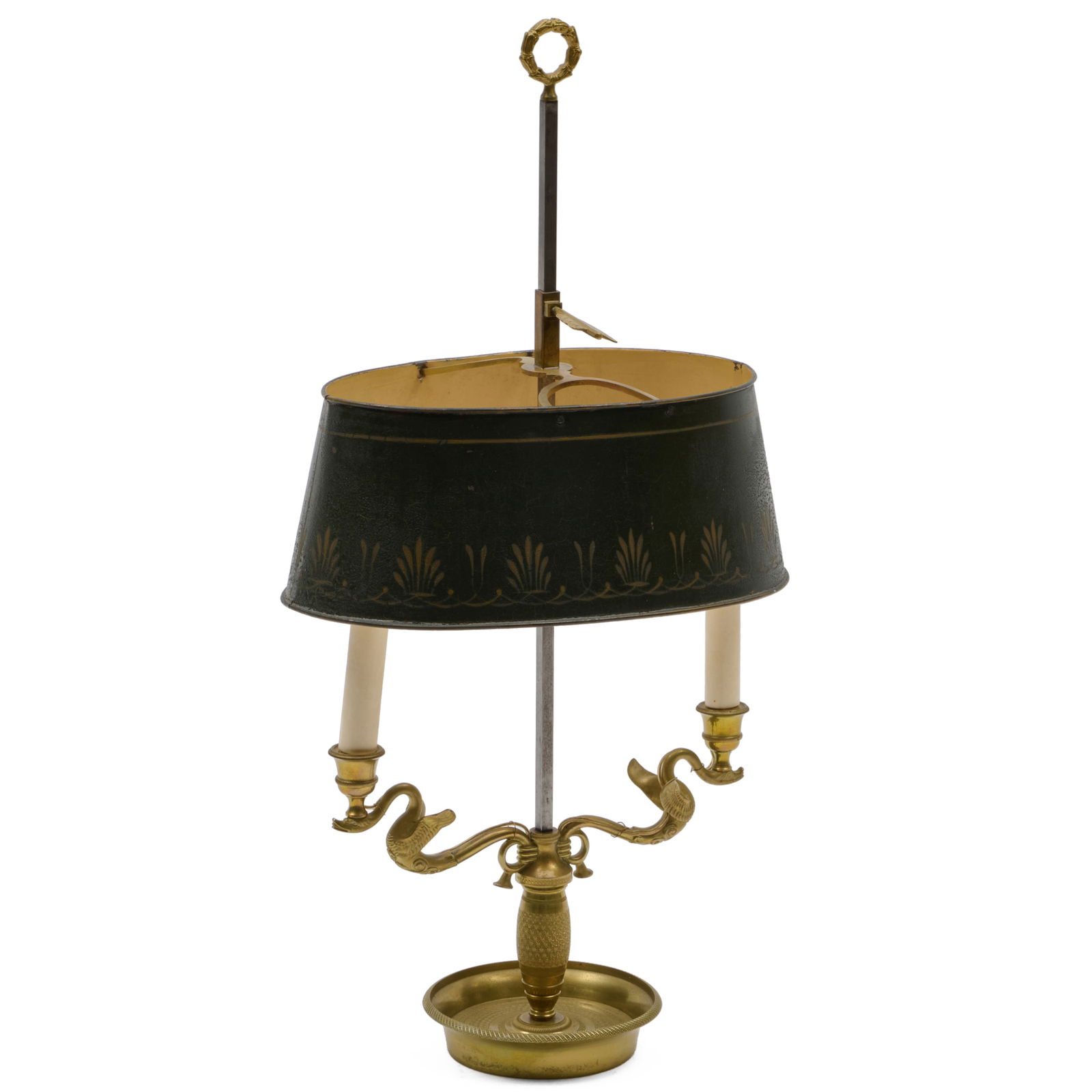 Empire Style Tole and Gilt-Metal Two-Light Bouillotte Lamp (1 of 9)