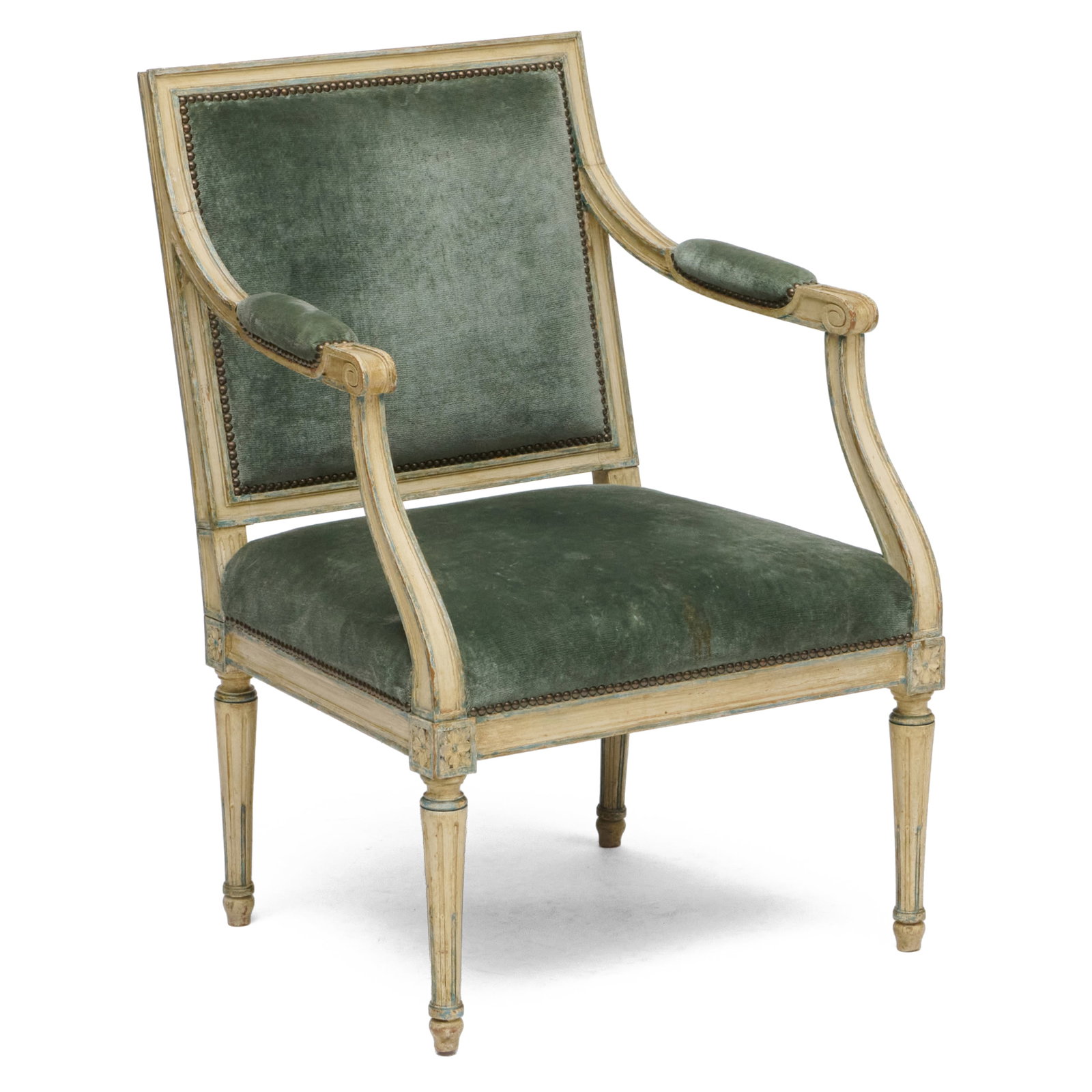 Louis XVI Style Painted Fauteuil a la Reine: Louis XVI Style Painted Fauteuil a la Reine 35 x 24 x 25 in., seat height 16 in.