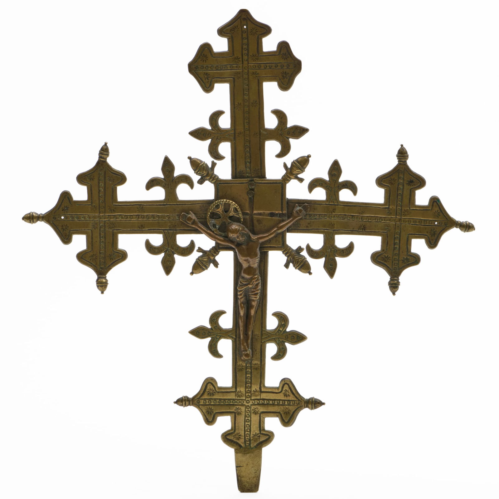 Provincial Stamped Brass and Bronze Crucifix (1 of 3)