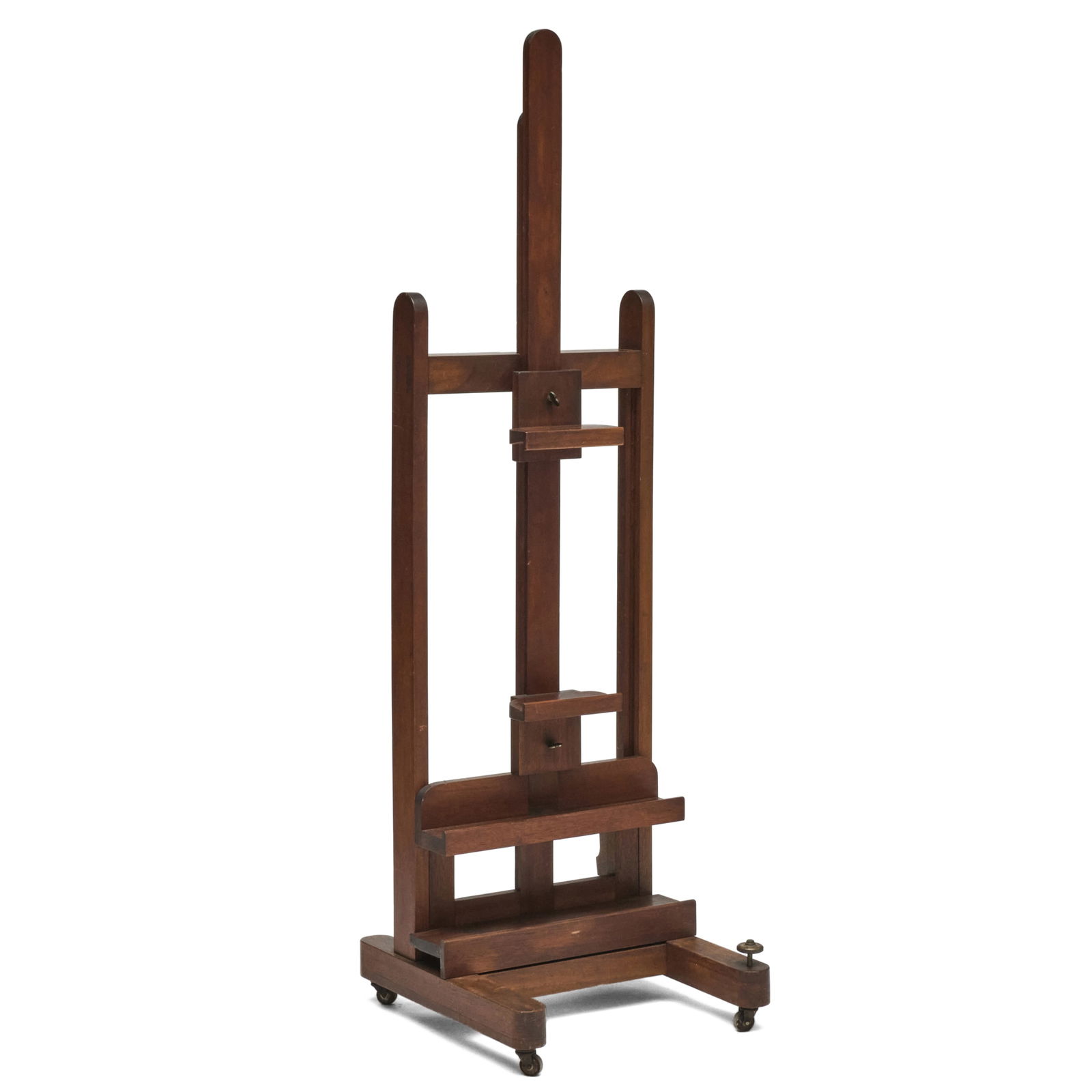 American Mahogany Easel: American Mahogany Easel Raised on casters. 6 ft. 3 in. 22 1/2 x 24 1/2 in.