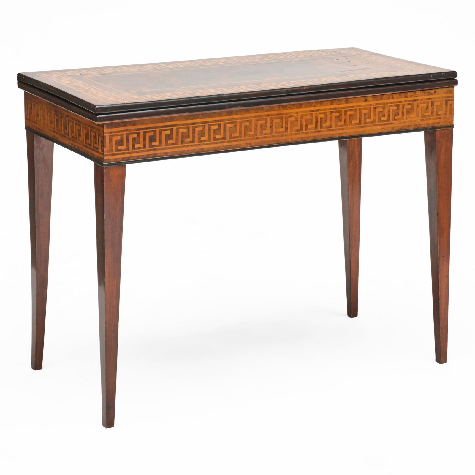 Italian Neoclassical Style Fruitwood Inlaid Walnut Burlwood and Ebonized Games Table (1 of 8)