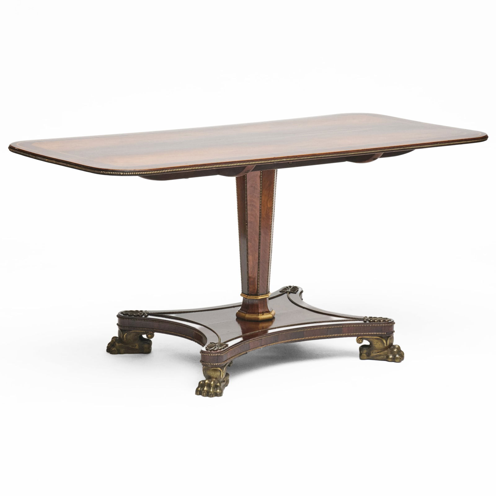 Regency Brass-Inlaid Rosewood Breakfast Table: Regency Brass-Inlaid Rosewood Breakfast Table 28 x 4 ft. 9 x 27 1/4 in.