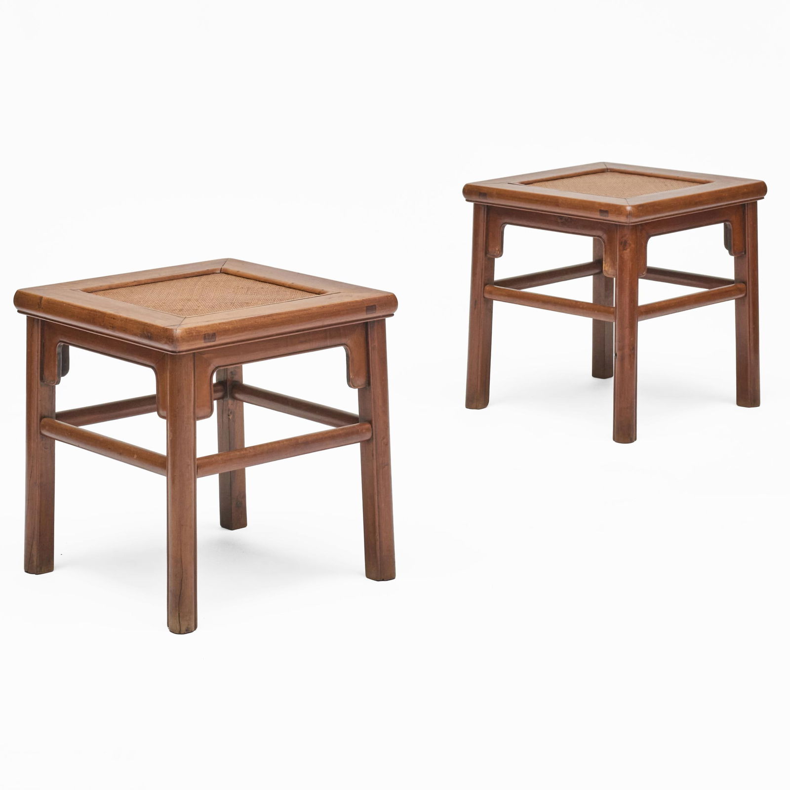 Pair of Chinese Hardwood and Rattan Stools (1 of 7)