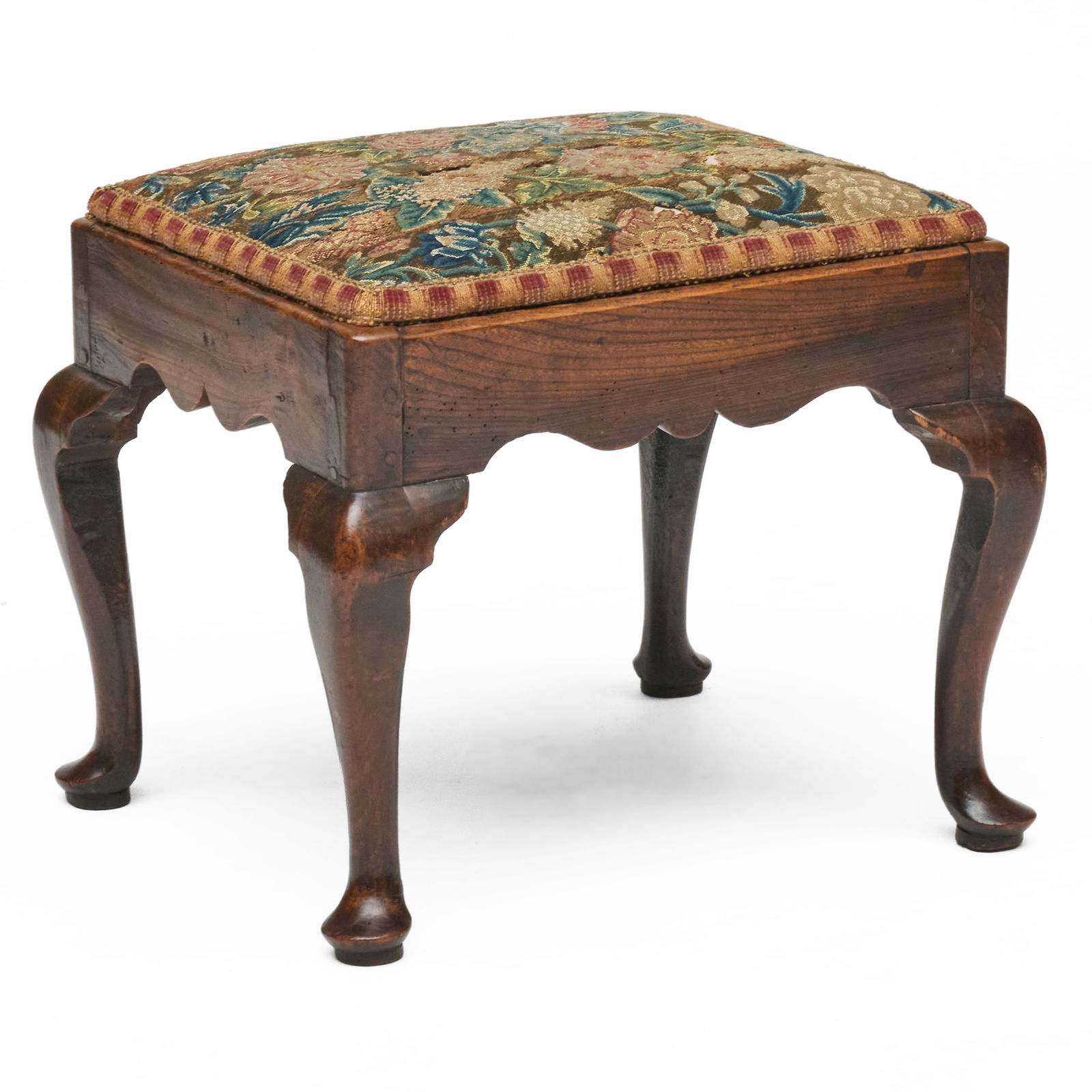 George II Oak and Needlework Stool: George II Oak and Needlework Stool17 x 20 x 17 in. Collection of Susan and Alan Miller, NY.