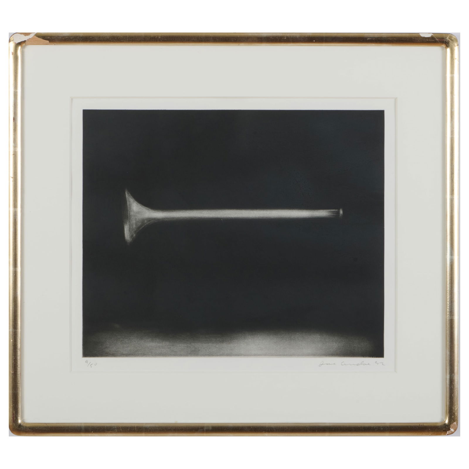 Joe Andoe (b. 1955): Horn; and Untitled: Joe Andoe (b. 1955): Horn; and Untitled Two etchings and aquatints on wove paper, 1992 and 1993, both signed and dated in pencil, numbered 9/50 and 13/35. 18 3/4 x 20 1/2 in. (sheet), 19 x 20 3/8 in.