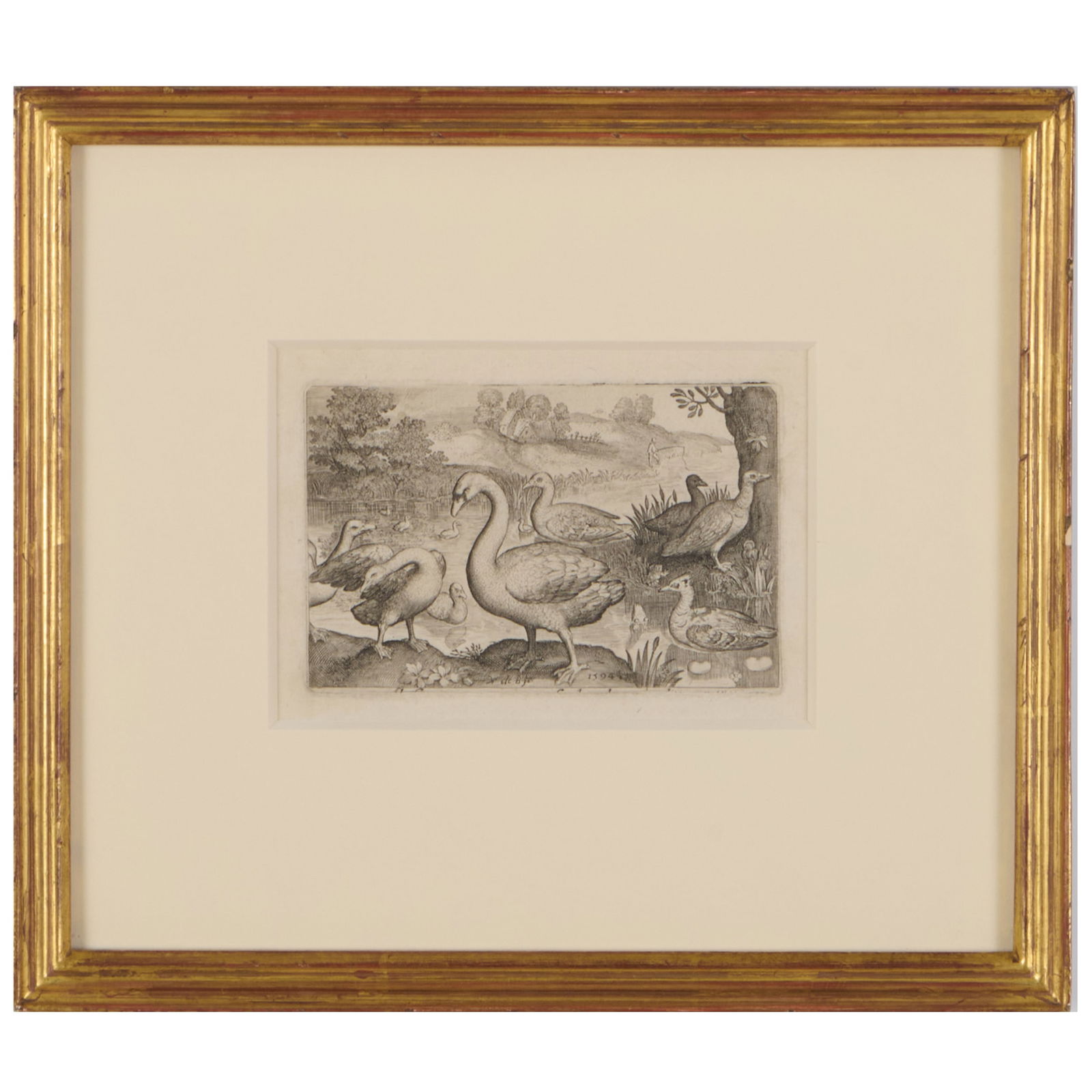 Nicolaes de Bruyn (1571-1656): Geese: Nicolaes de Bruyn (1571-1656): Geese Engraving in black on laid paper, 1594; together with Albert Flamen (1620-1692): Monedula, Chouette, from Livre d'Oyseaux, engraving in black on laid paper, c.1655