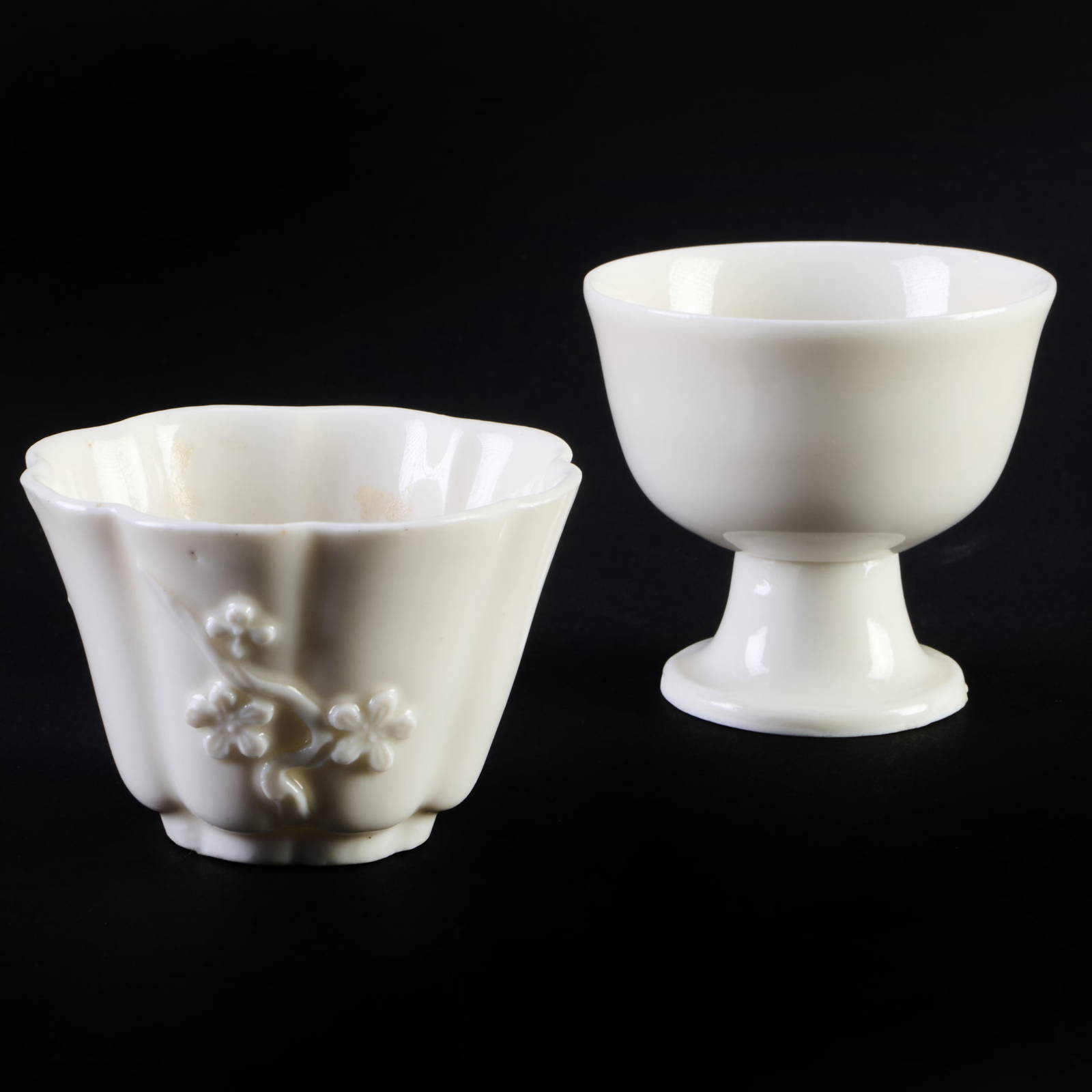 Two Chinese Blanc de Chine Porcelain Libation Cups