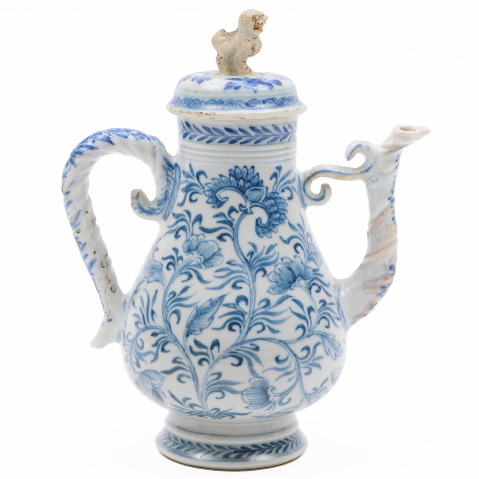 Chinese Blue and White Porcelain Ewer and Cover