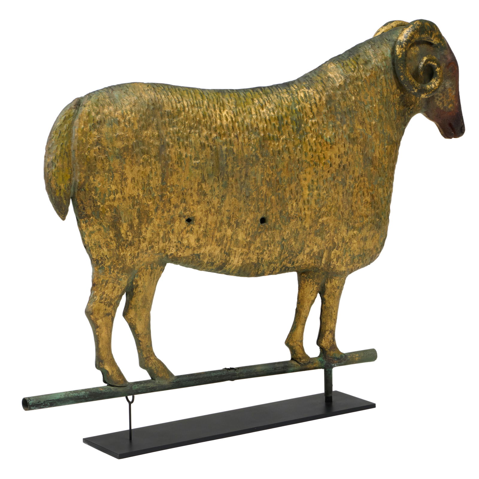 Molded Gilt Sheet Copper and Cast Iron Ram Weathervane, Attributed to J.W. Fiske, New York - 2