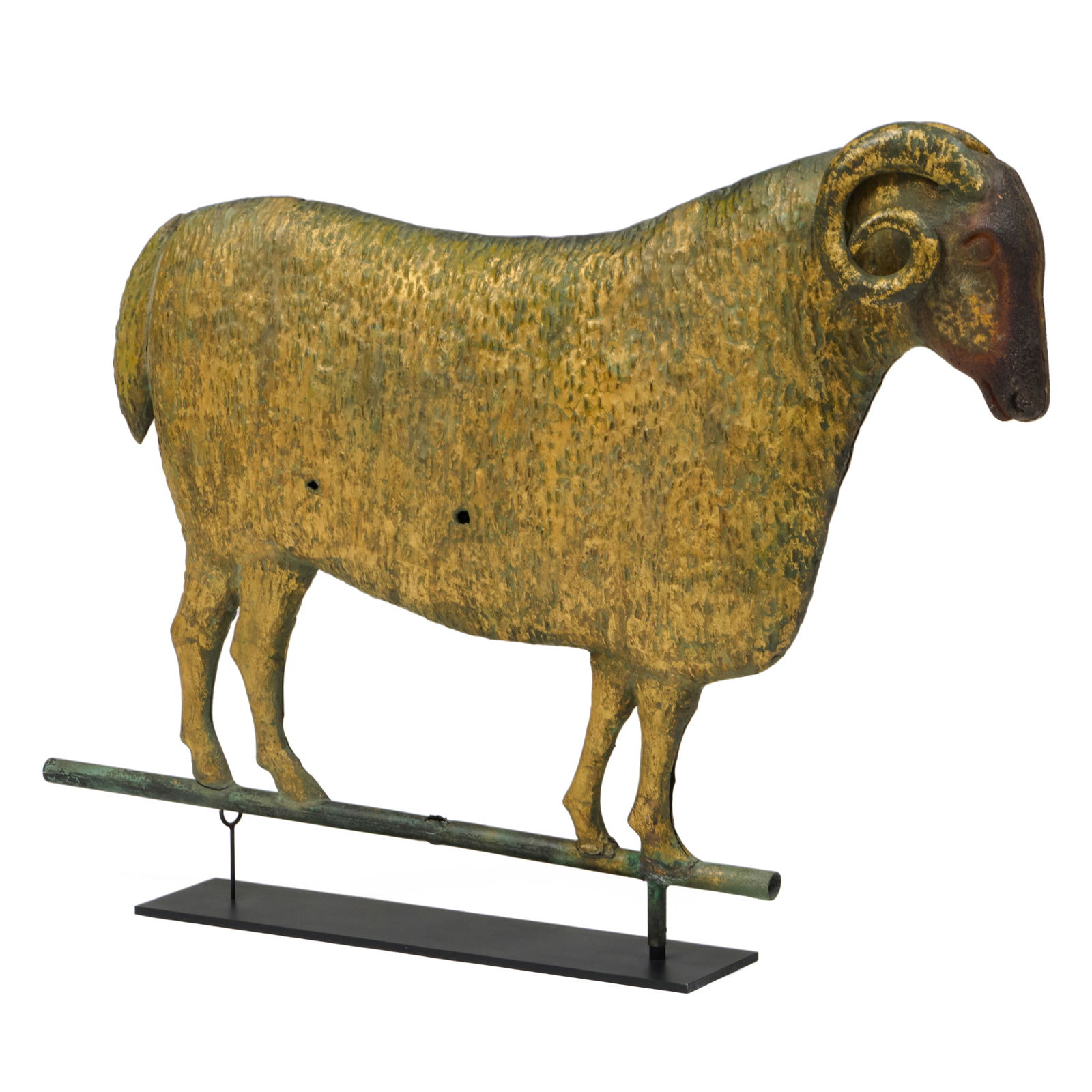 Molded Gilt Sheet Copper and Cast Iron Ram Weathervane, Attributed to J.W. Fiske, New York - 3