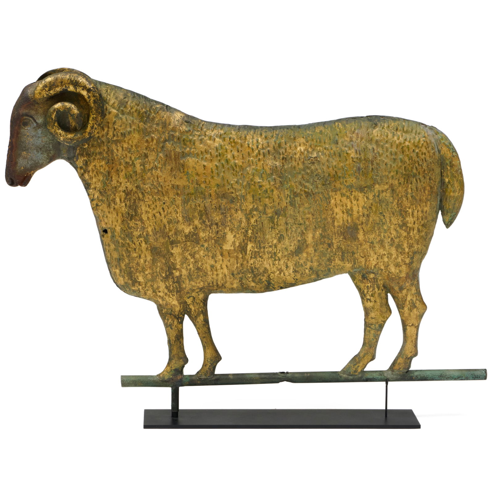 Molded Gilt Sheet Copper and Cast Iron Ram Weathervane, Attributed to J.W. Fiske, New York - 5