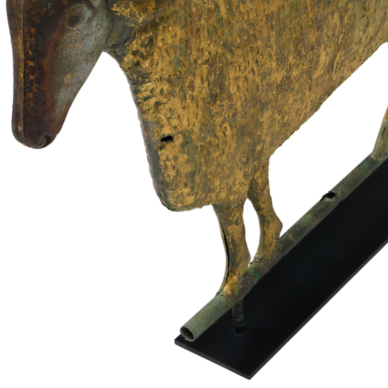 Molded Gilt Sheet Copper and Cast Iron Ram Weathervane, Attributed to J.W. Fiske, New York - 9