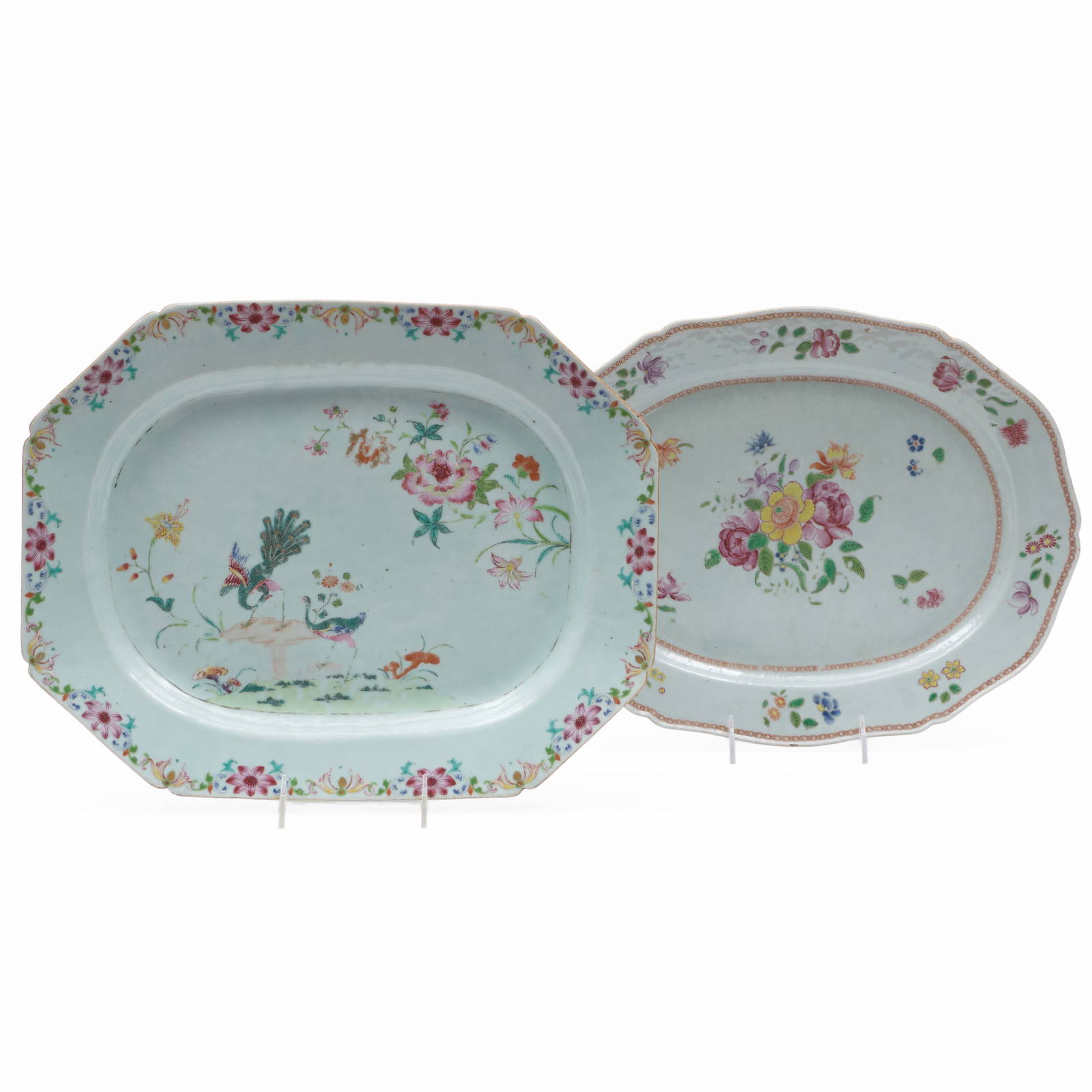 Two Chinese Export Famille Rose Porcelain Platters