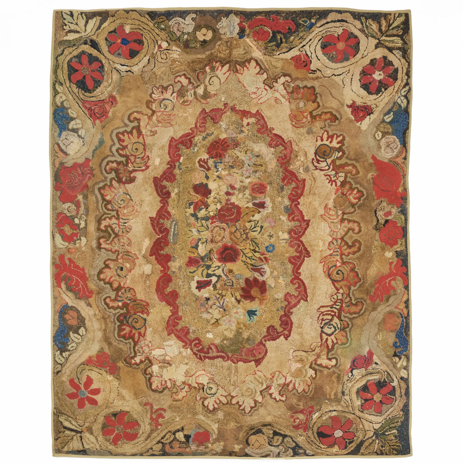 Large Floral Hooked Rug: Large Floral Hooked RugApproximately 8 ft. 3 x 6 ft. 4 1/2 in. The Collection of Electra Havermeyer Webb (1888-1960)Property from Mr. and Mrs. Dunbar W. Bostwick of Shelburne, VT, New York, NY, and