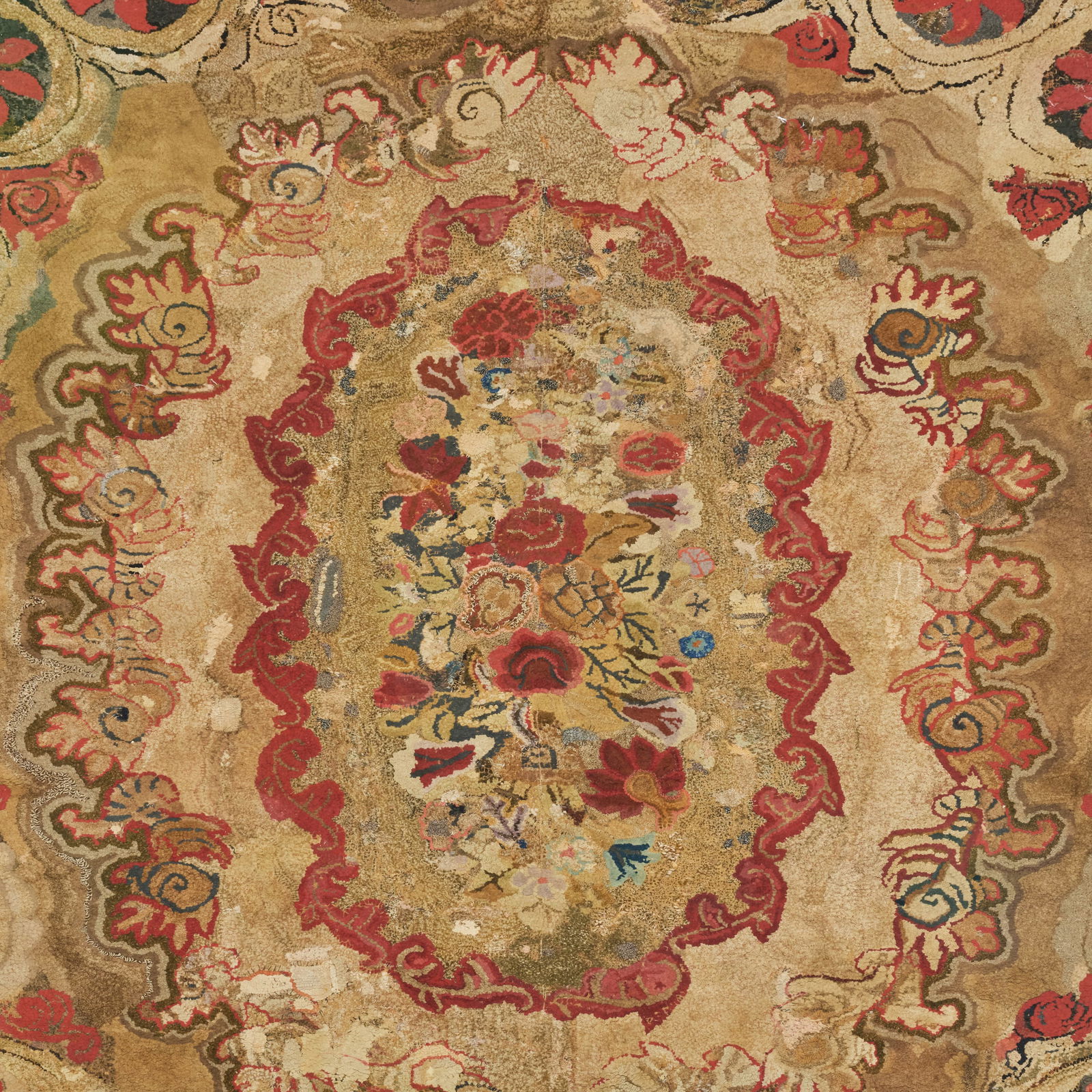 Large Floral Hooked Rug - 2