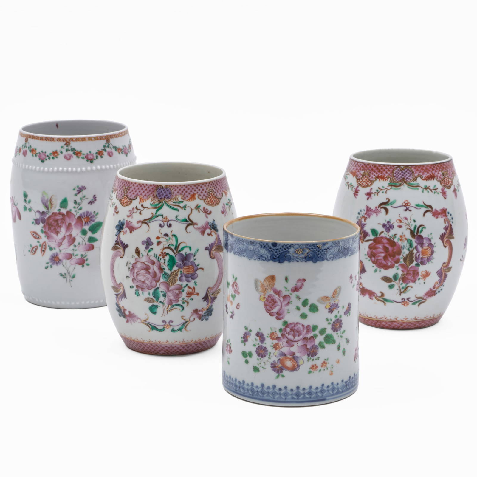 Group of Four Chinese Export Porcelain Mugs