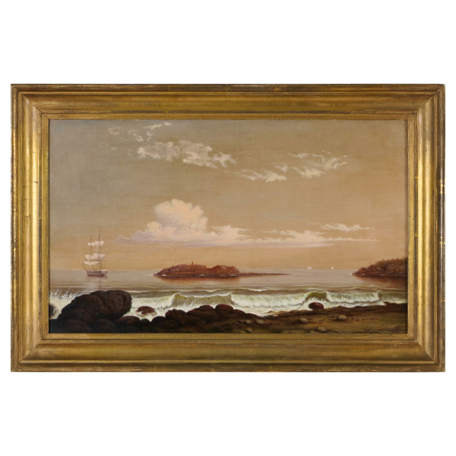 Mary B. Mellen (1817-1882): Norman's Woe, Gloucester, Massachusetts: Mary B. Mellen (1817-1882): Norman's Woe, Gloucester, MassachusettsOil on canvas , 1850, unsigned, lined.12 x 20 in., 15 3/4 x 23 1/2 in. (frame).By repute, Richard York Gallery, NY.Collection of