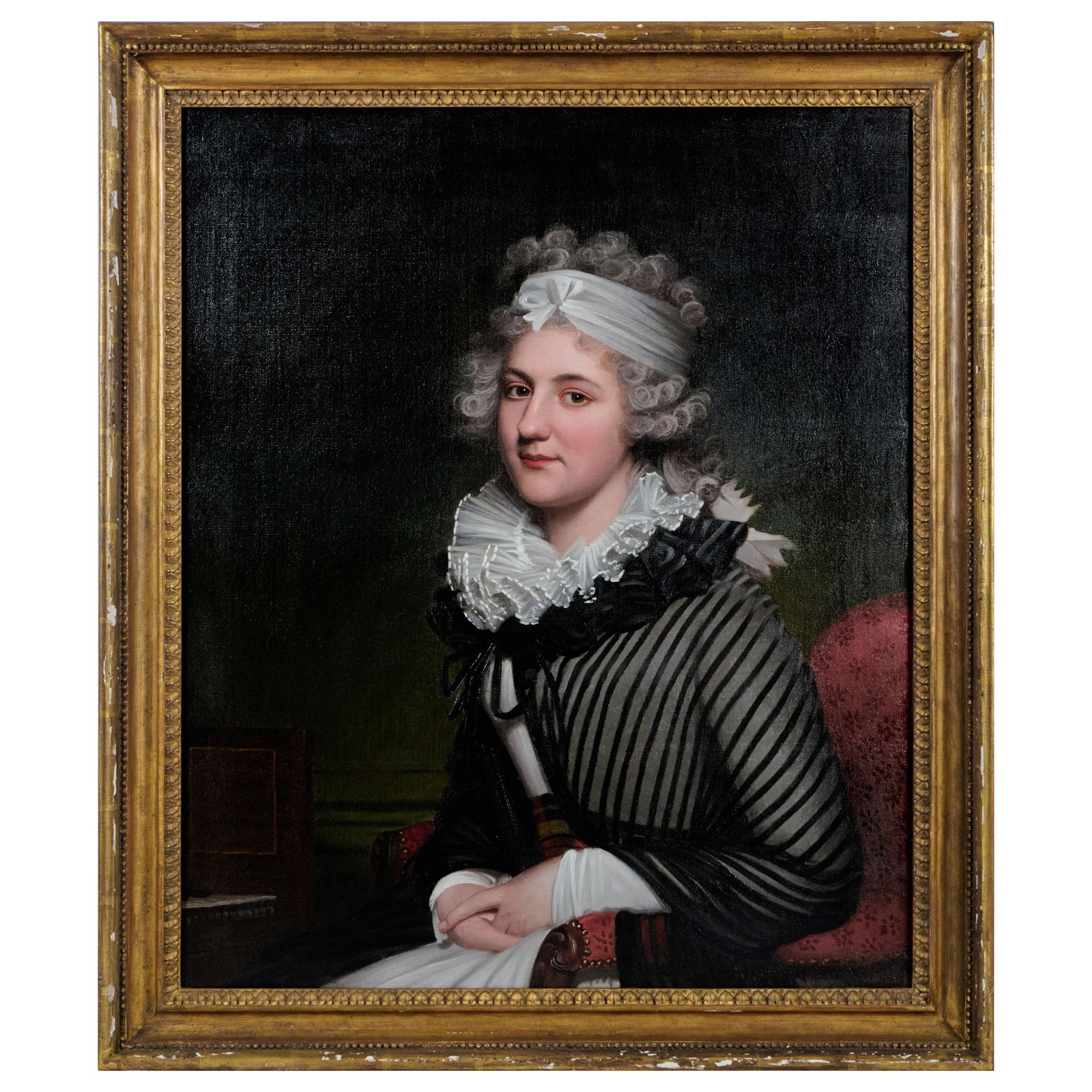 James Earl (1761-1796): Portrait of a Lady in a Gray Striped Dress (1 of 3)