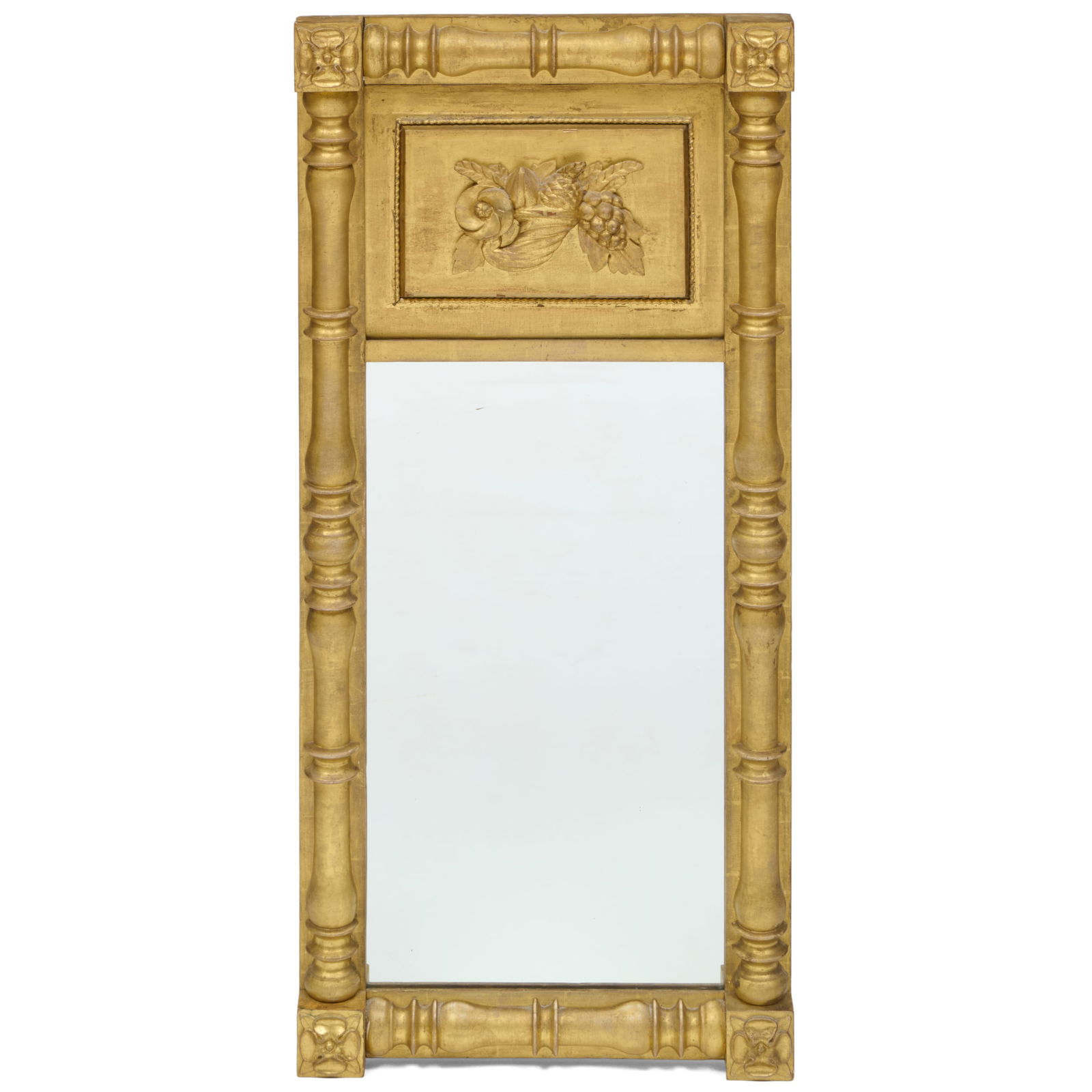 Classical Giltwood Split Baluster Pier Mirror: Classical Giltwood Split Baluster Pier Mirror46 1/2 x 22 in. 