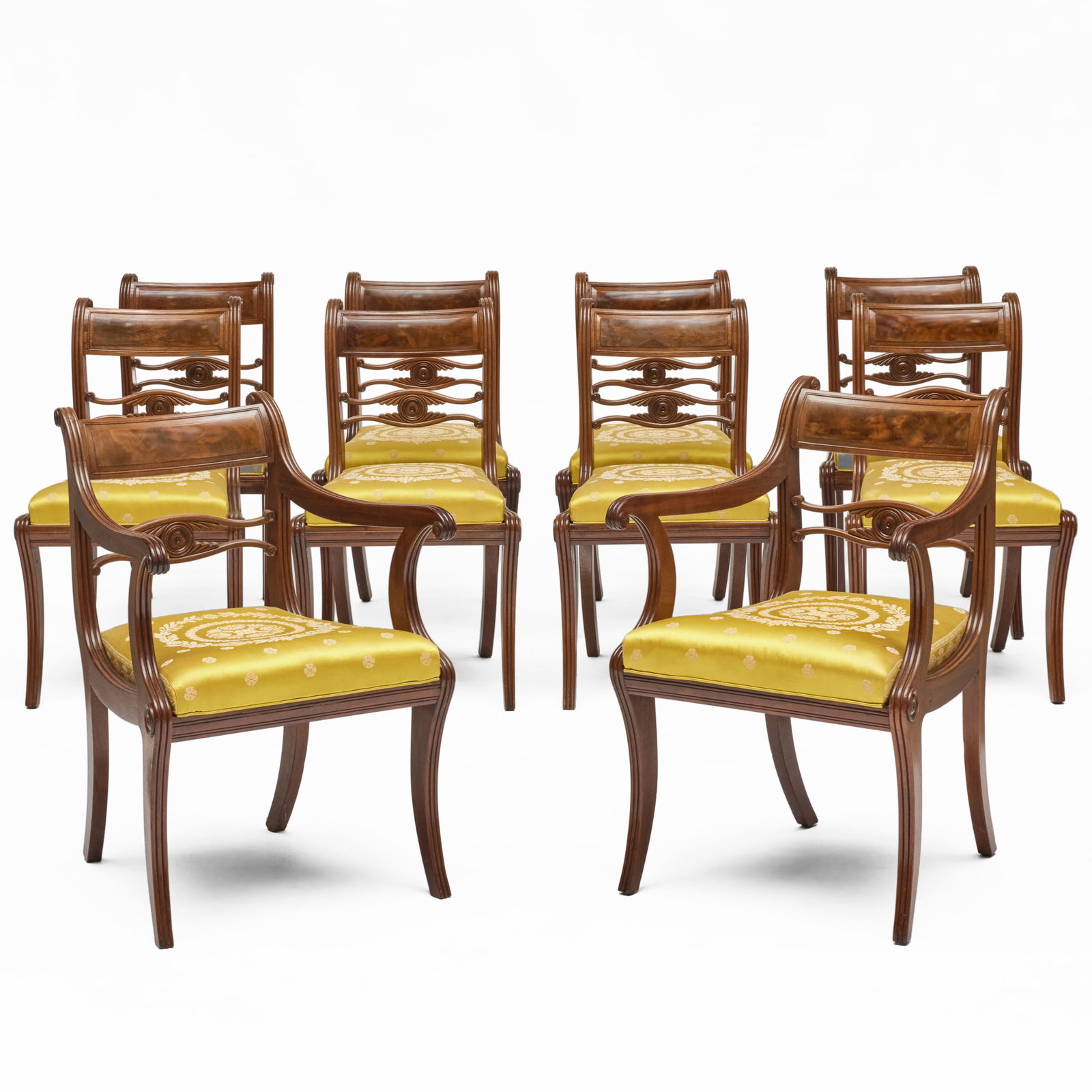 Set of Ten Federal Mahogany Klismos Chairs, Baltimore or Philadelphia (1 of 7)
