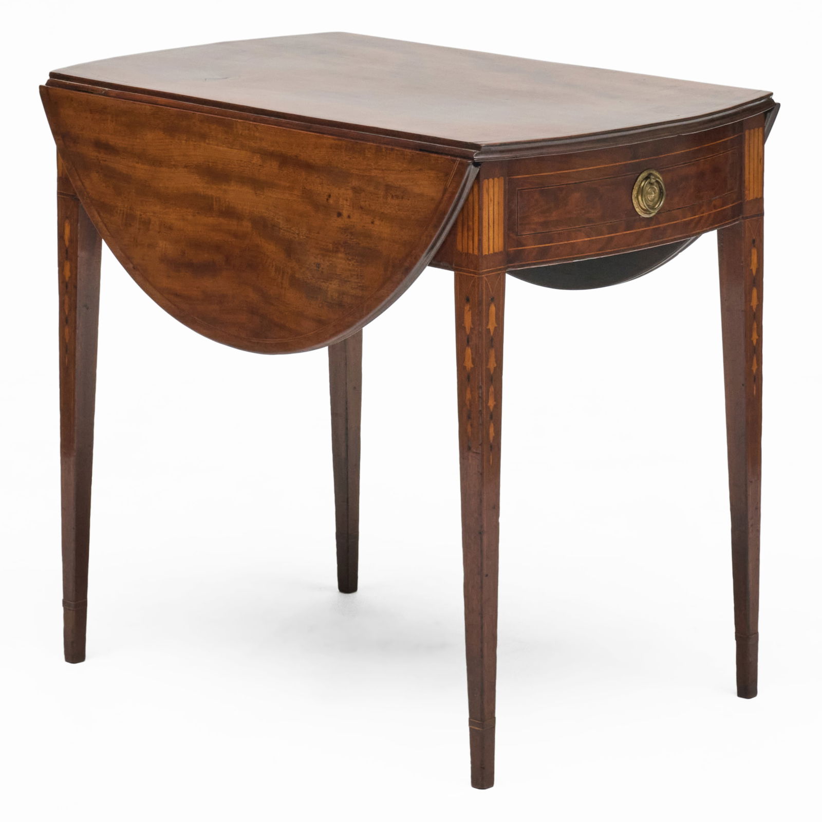 Federal Inlaid Mahogany Pembroke Table with Bellflower Inlay, Probably New York: Federal Inlaid Mahogany Pembroke Table with Bellflower Inlay, Probably New York28 x 39 x 31 in. (open).28 x 20 x 31 in. (closed).Bernard & S. Dean Levy, New York, 1977.Property from the Estates of