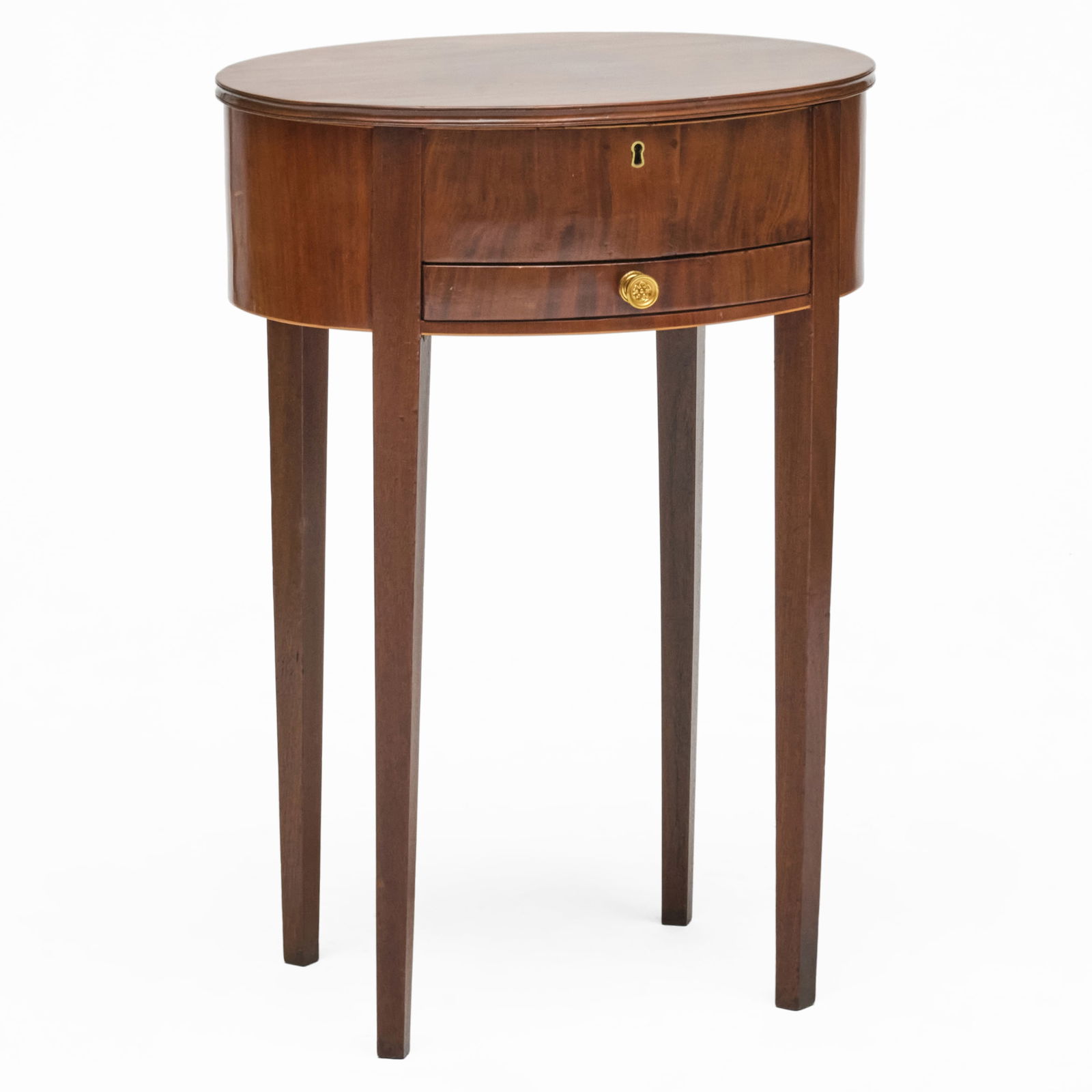 Federal Mahogany Lift-Top Oval Work Table: Federal Mahogany Lift-Top Oval Work Table29 1/2 x 21 x 16 1/4 in.