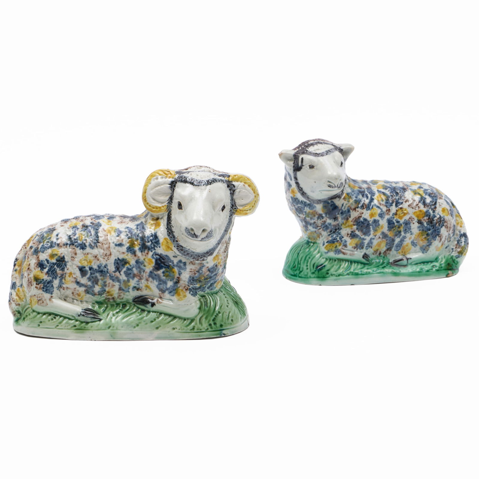 Two Pratt Type Models of Sheep: Two Pratt Type Models of SheepUnmarked.The ram 4 x 6 x 2 3/4 in., the ewe 3 1/2 x 5 x 2 1/4 in.Property from Mr. and Mrs. Dunbar W. Bostwick of Shelburne, VT, New York, NY, and Aiken, SC, by descent.