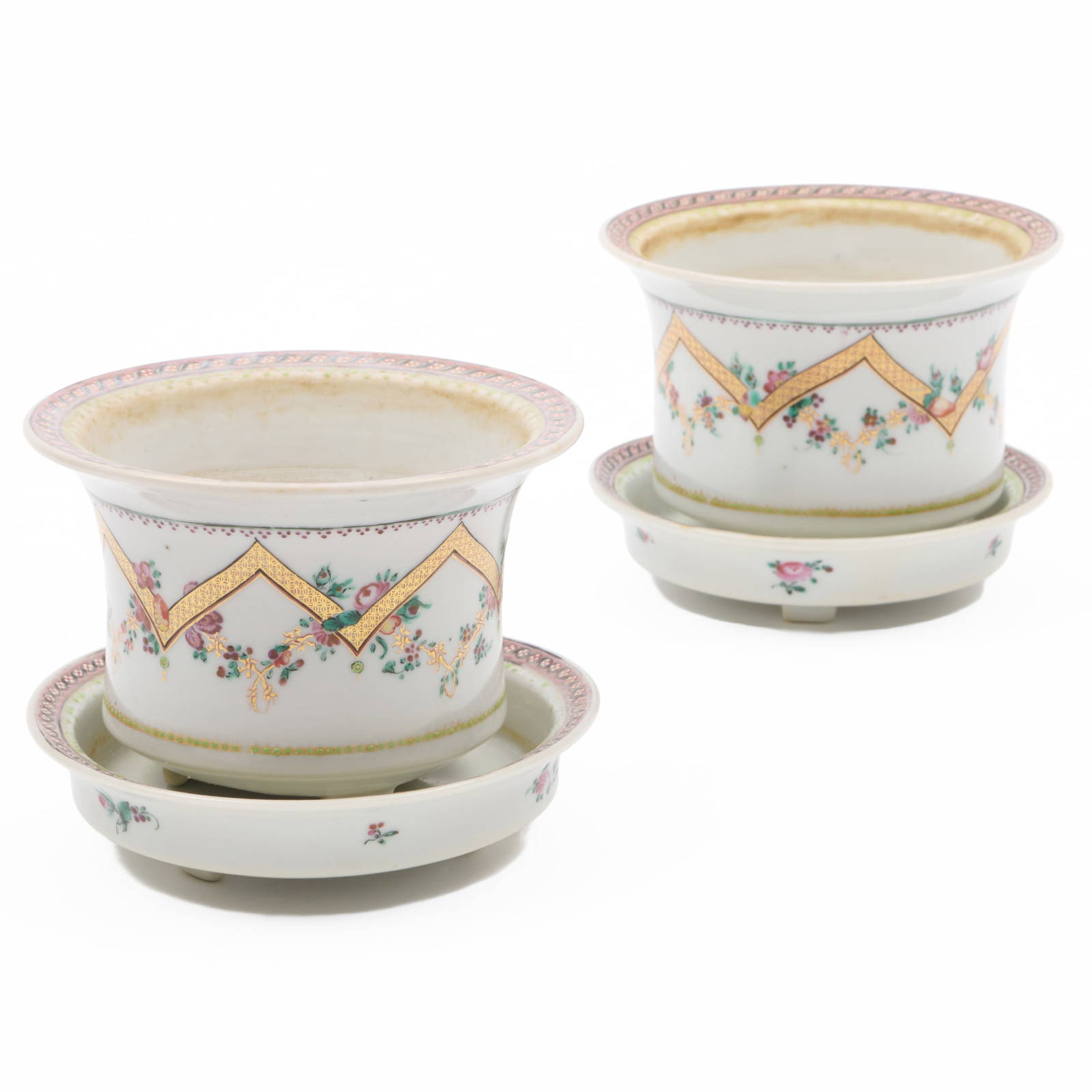 Pair of Small Chinese Export Porcelain Jardinieres