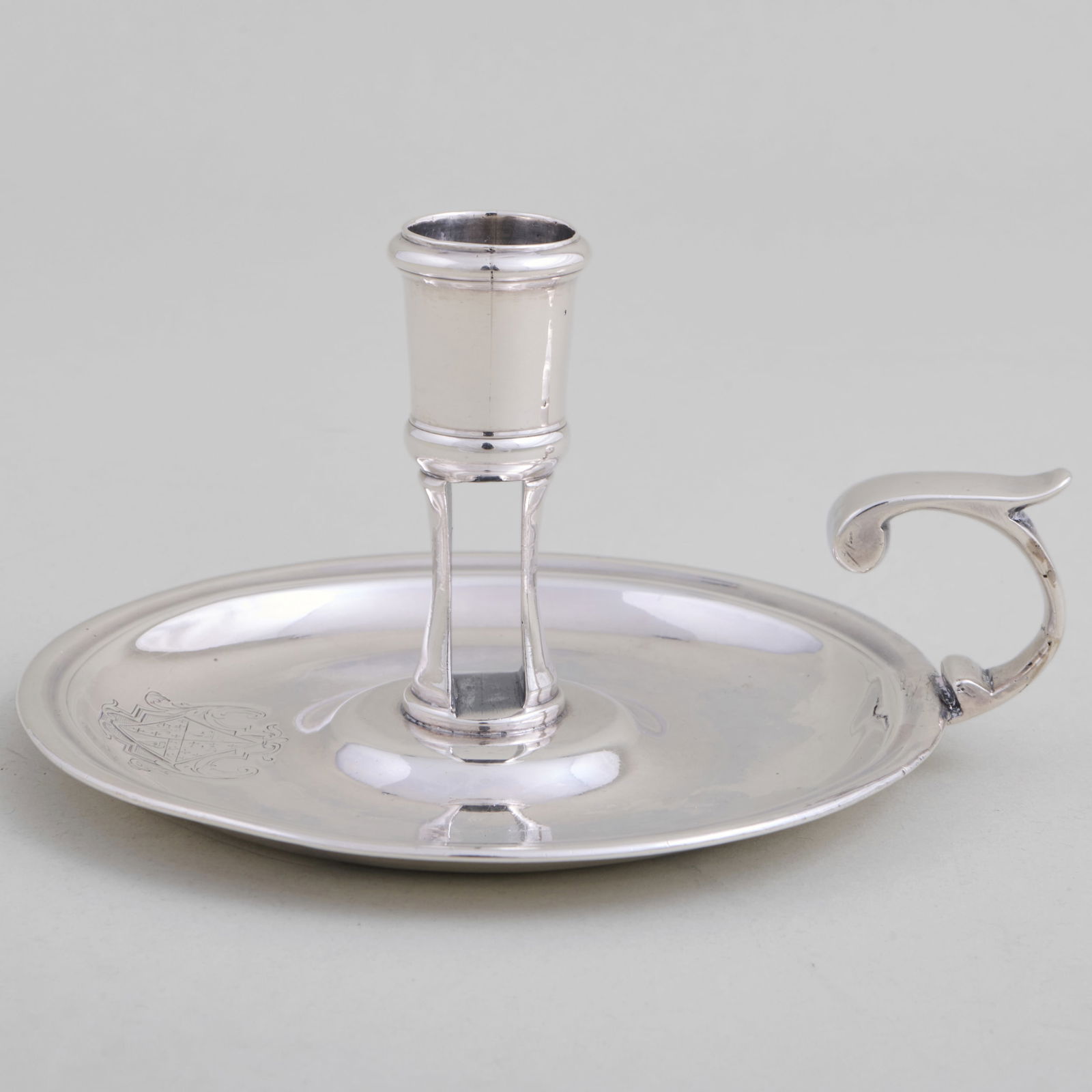 George II Silver Armorial Chamber Stick (1 of 7)