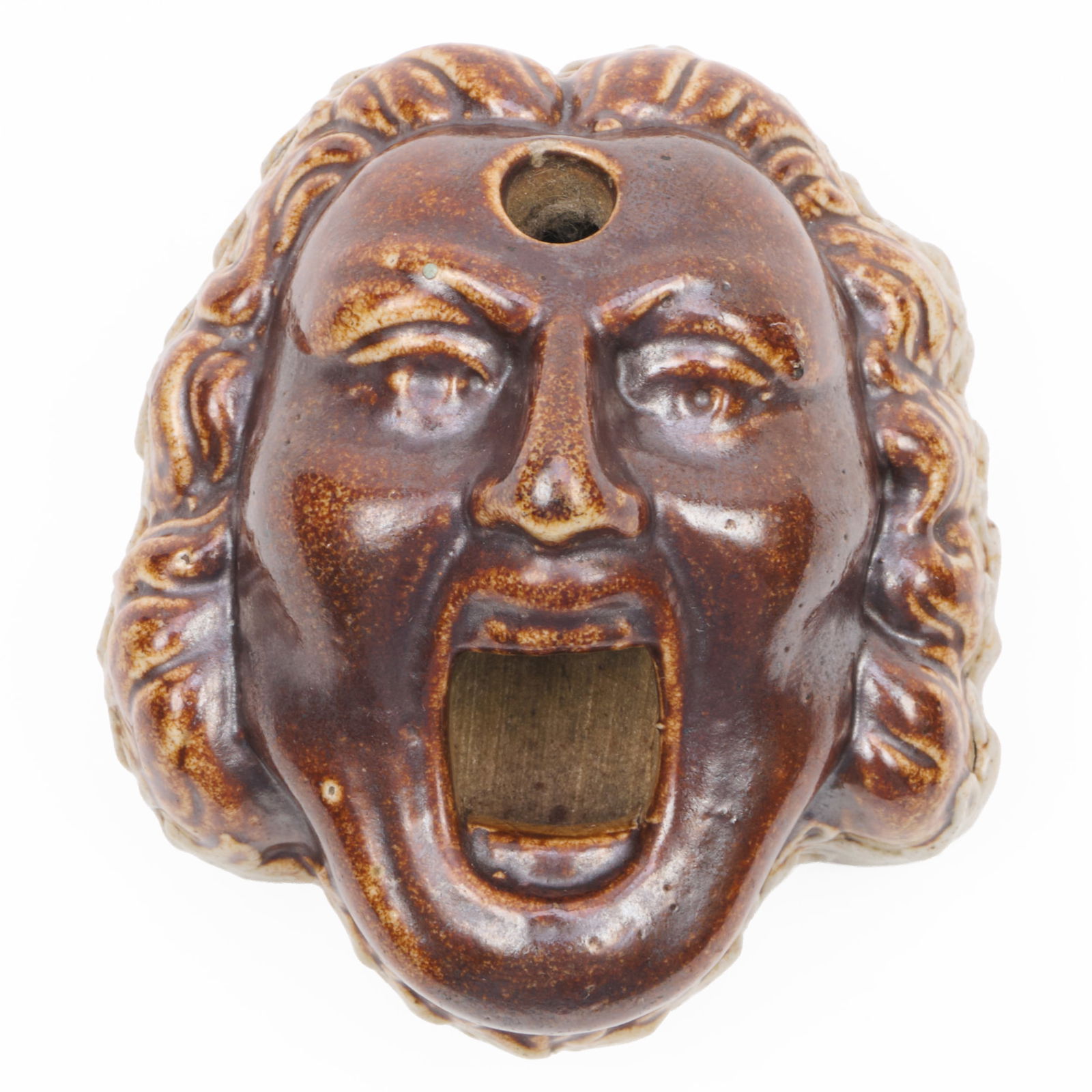 Martin Brothers Brown Glazed Stoneware 'Judge' Inkwell: Martin Brothers Brown Glazed Stoneware 'Judge' Inkwell Unmarked. 1 3/4 x 2 3/4 x 2 1/2 in. The Vincent Dyckman Andrus Family Collection.