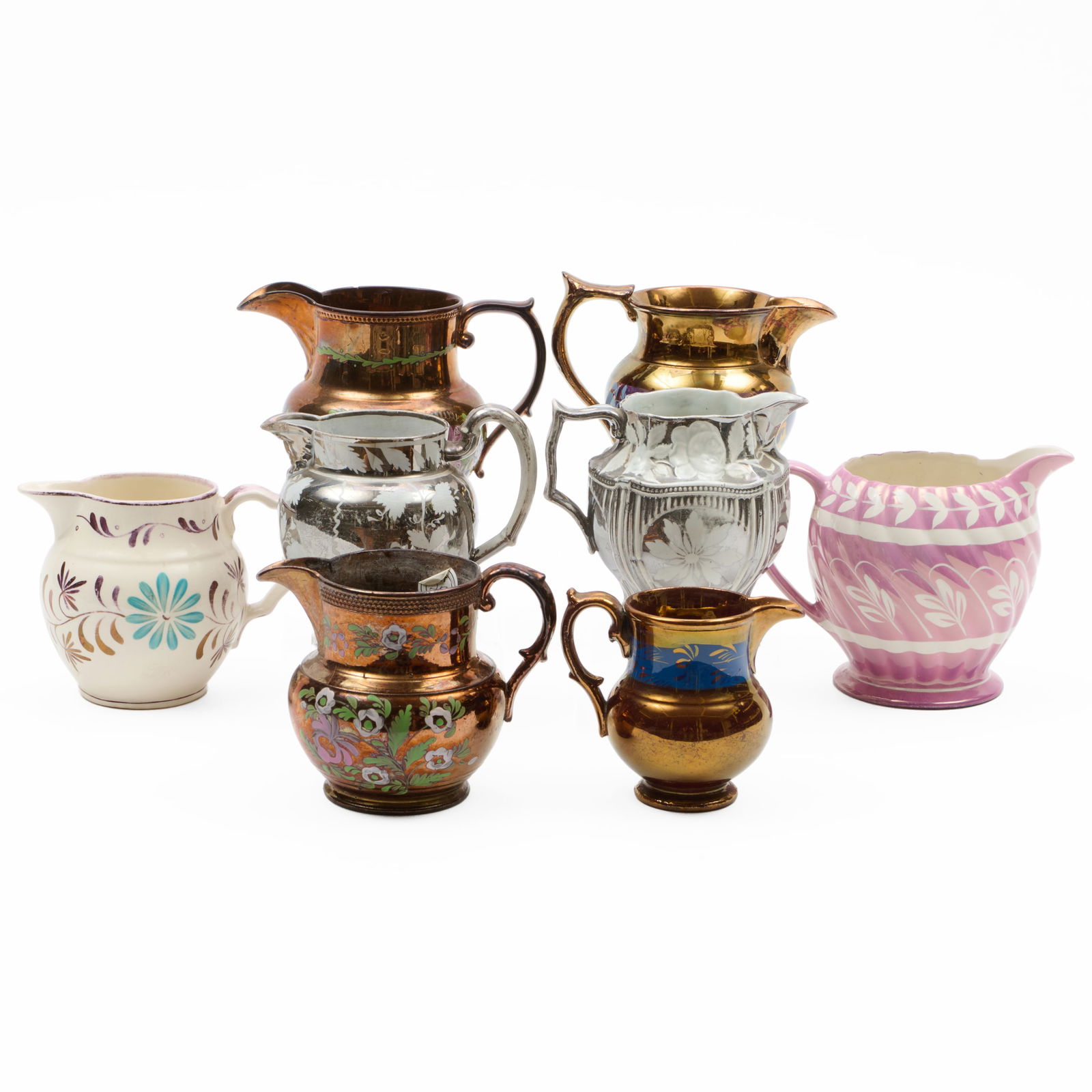 Group of Eight English Lusterware Pitchers (1 of 20)