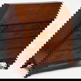 Chippendale Walnut Slant-Lid Desk, Pennsylvania: Chippendale Walnut Slant-Lid Desk, Pennsylvania With elaborate block-fronted interior. 43 x 39 3/4 x 21 3/4 in. Ginsburg & Levy, Inc., Antiques, New York.