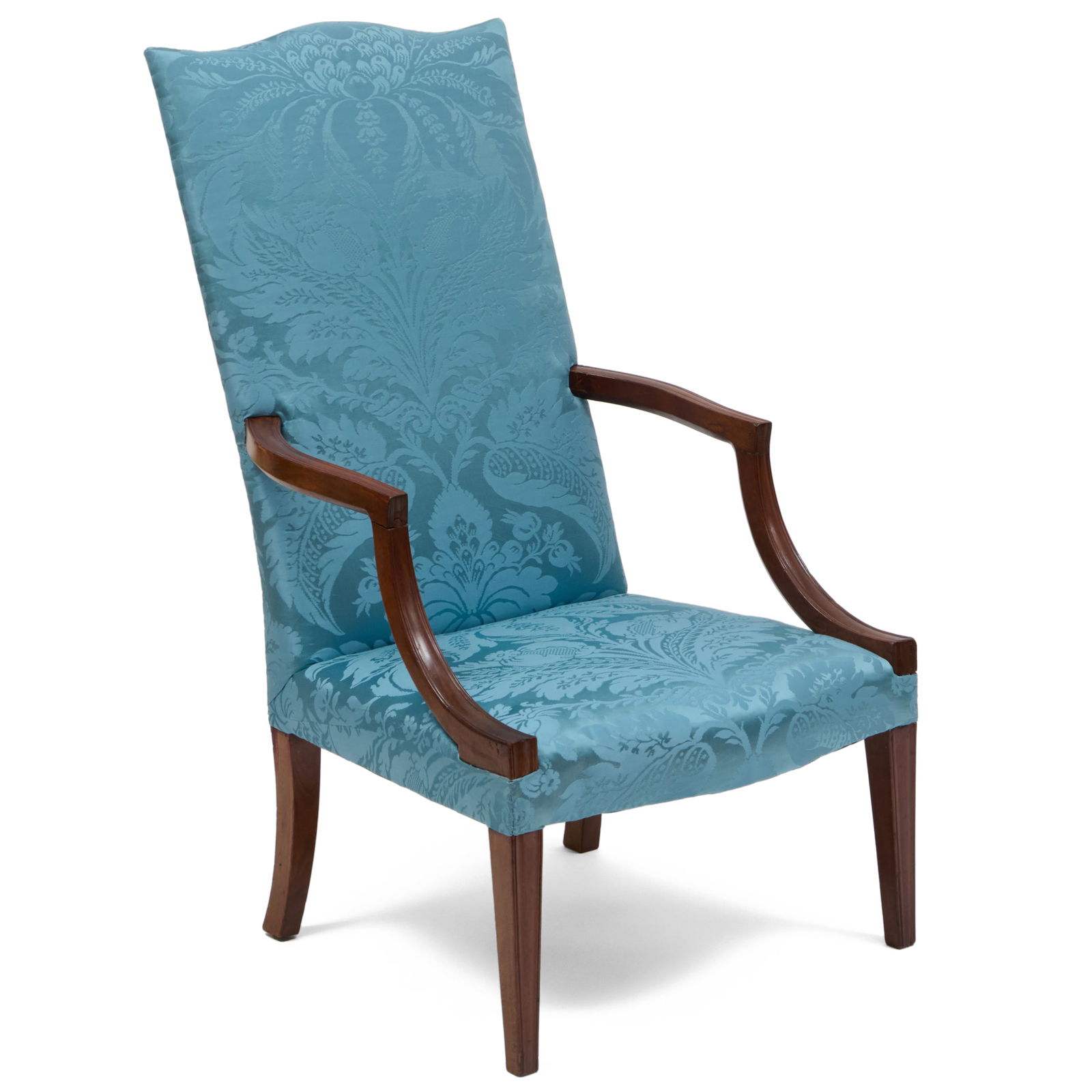 Federal Mahogany Lolling Chair, New England: Federal Mahogany Lolling Chair, New England 41 1/4 x 24 x 29 1/2 in., seat height 14 3/4 in.