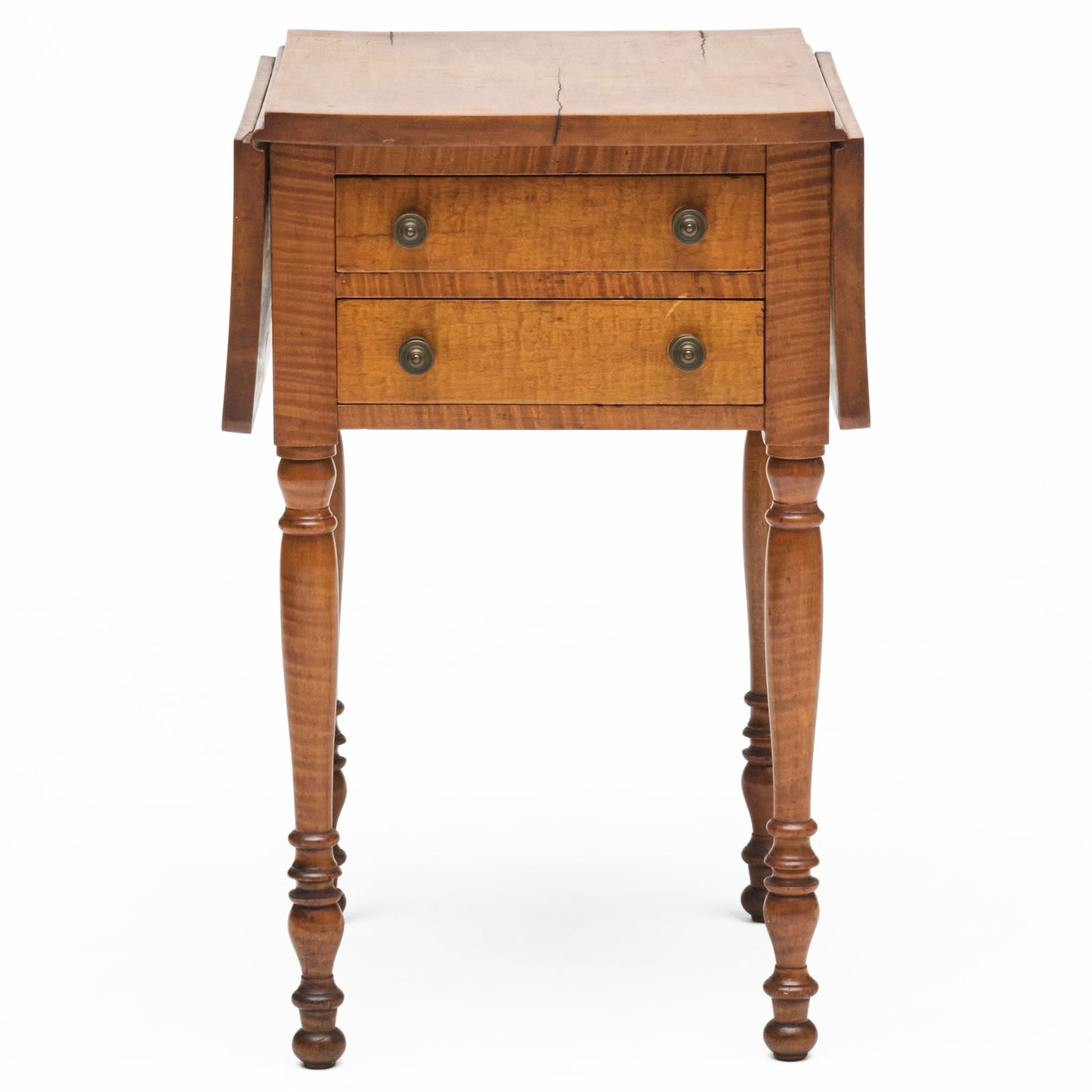 Federal Tiger Maple Drop-Leaf Work Table - 2