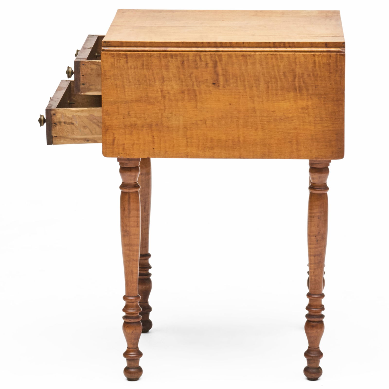 Federal Tiger Maple Drop-Leaf Work Table - 4