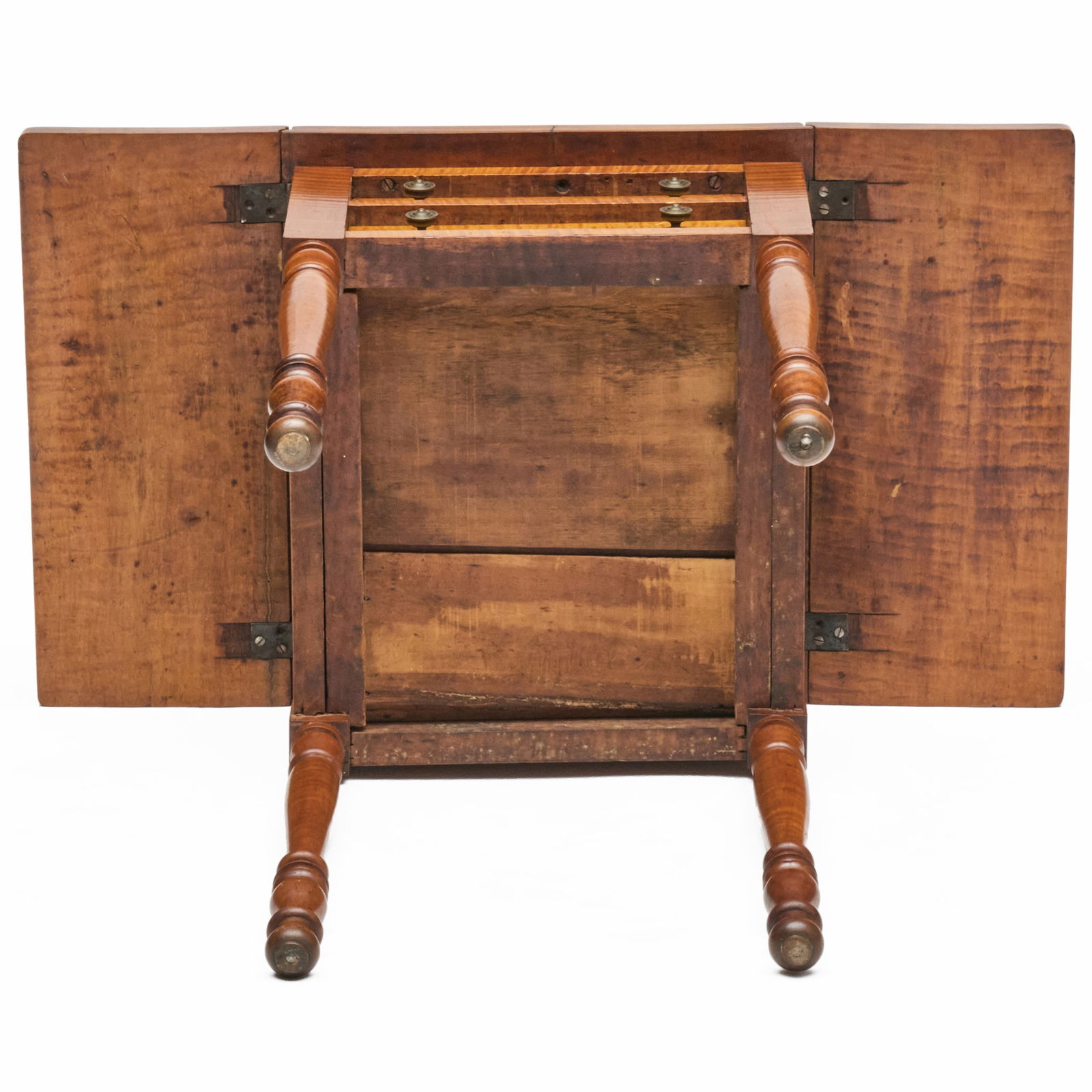 Federal Tiger Maple Drop-Leaf Work Table - 9