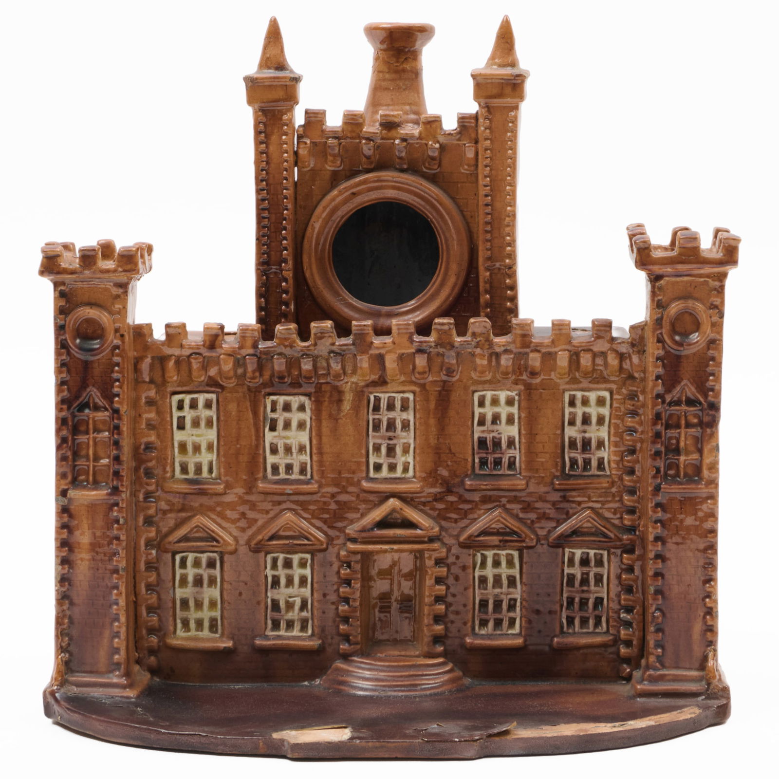 Staffordshire Castle Form Watch Stand: Staffordshire Castle Form Watch Stand Unmarked. 12 1/4 x 11 1/2 x 7 1/2 in. The Miller Family Collection, Pittsfield, MA.