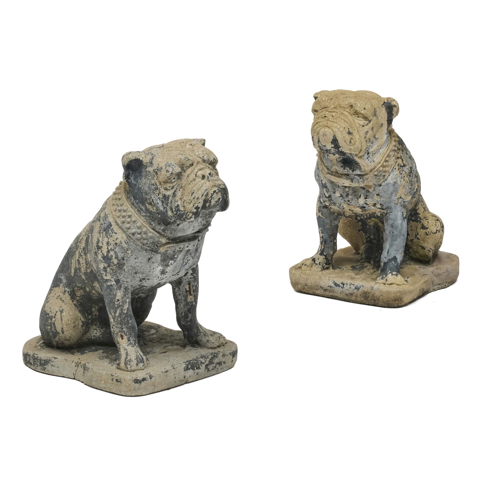 Pair of Cast Stone Models of Bulldogs: Pair of Cast Stone Models of Bulldogs 18 x 11 x 18 in.